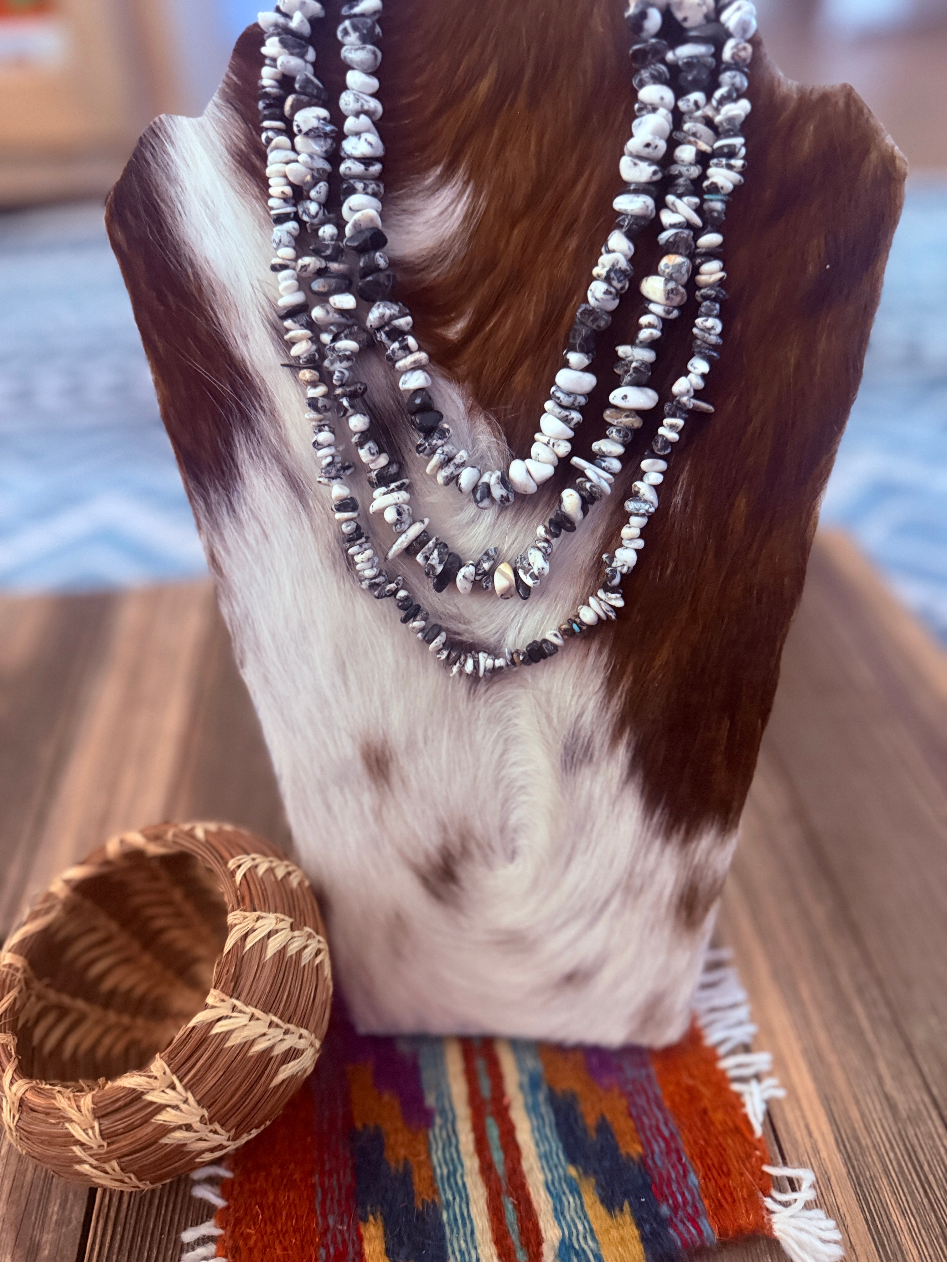 Handcrafted White Buffalo & Sterling Silver Beaded Necklace
