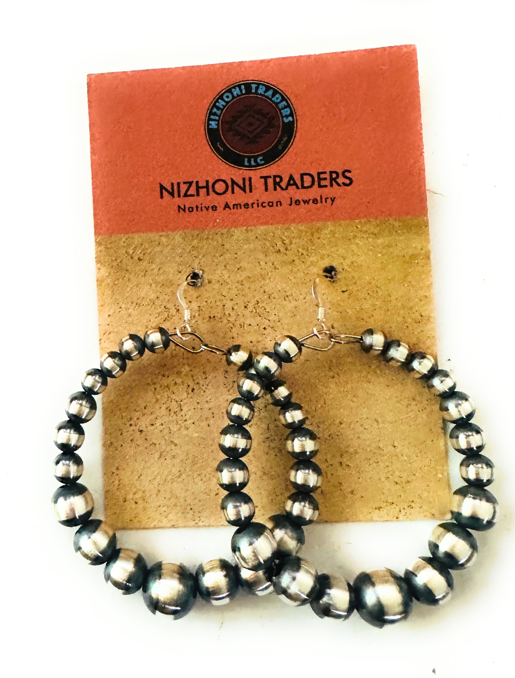 Navajo Sterling Silver Pearl Dangle Hoop Earrings