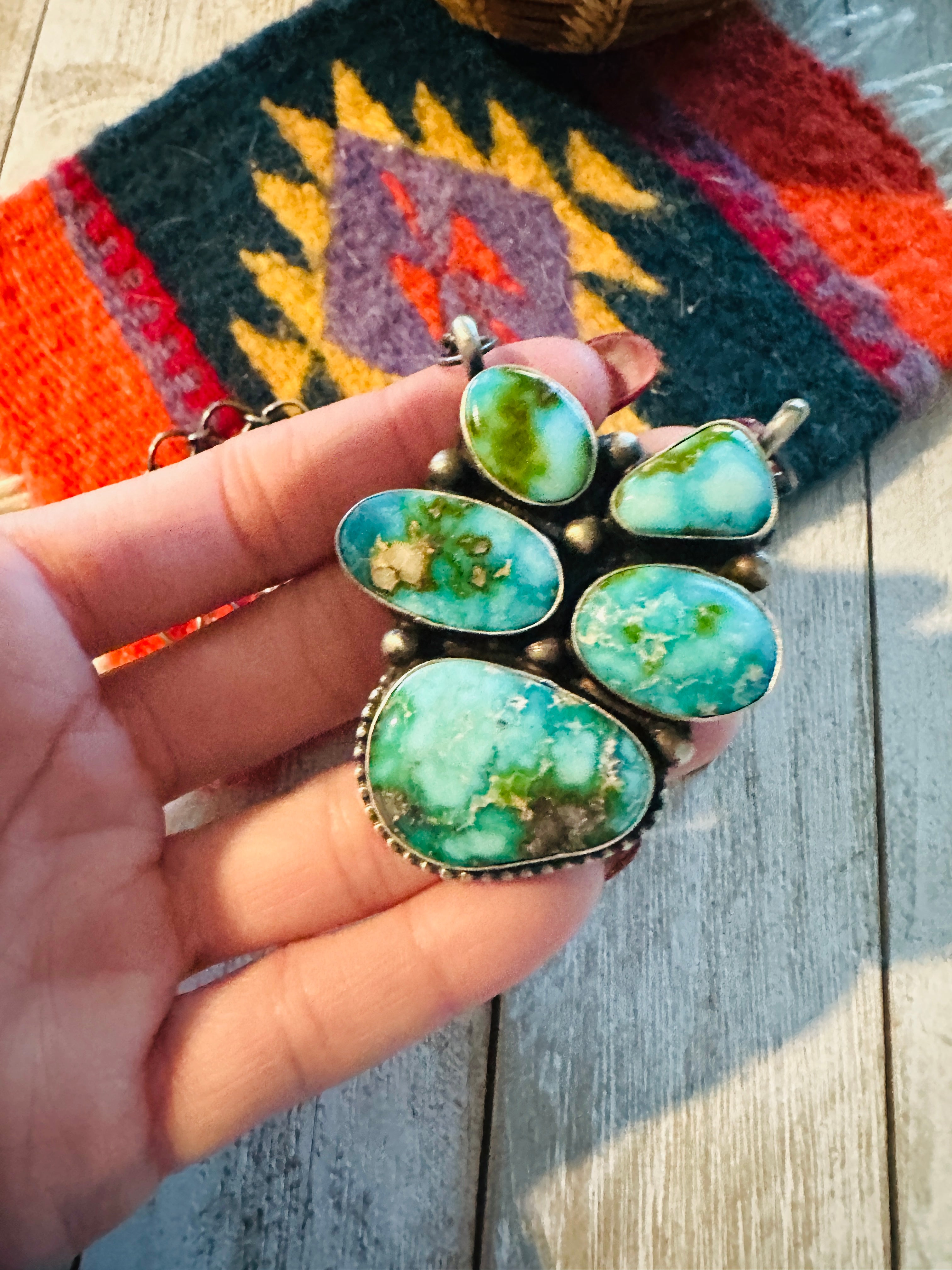 Navajo Sterling Silver & Sonoran Mountain Turquoise Necklace