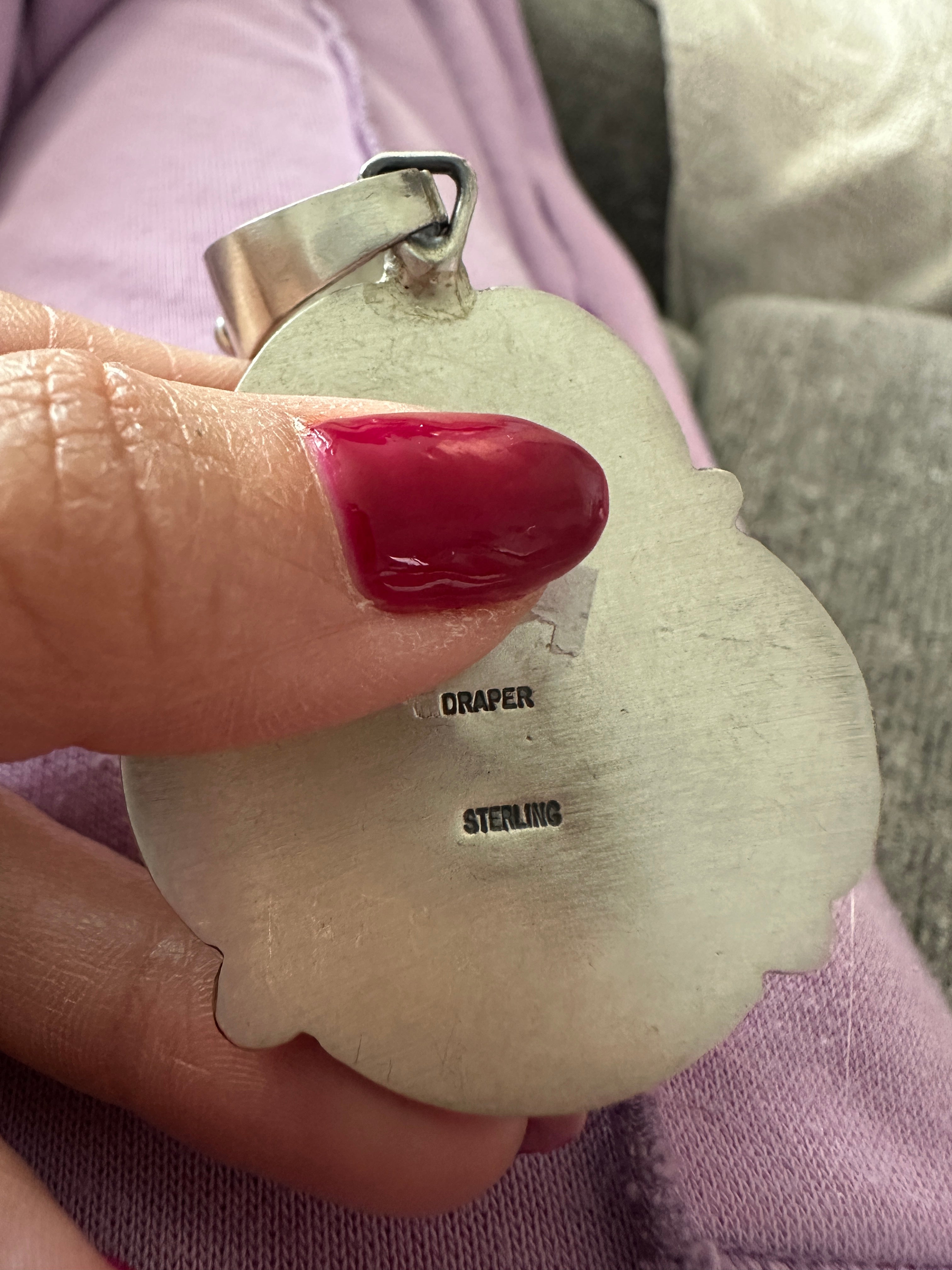 Handcrafted Sterling Silver & Number 8 Turquoise Pendant