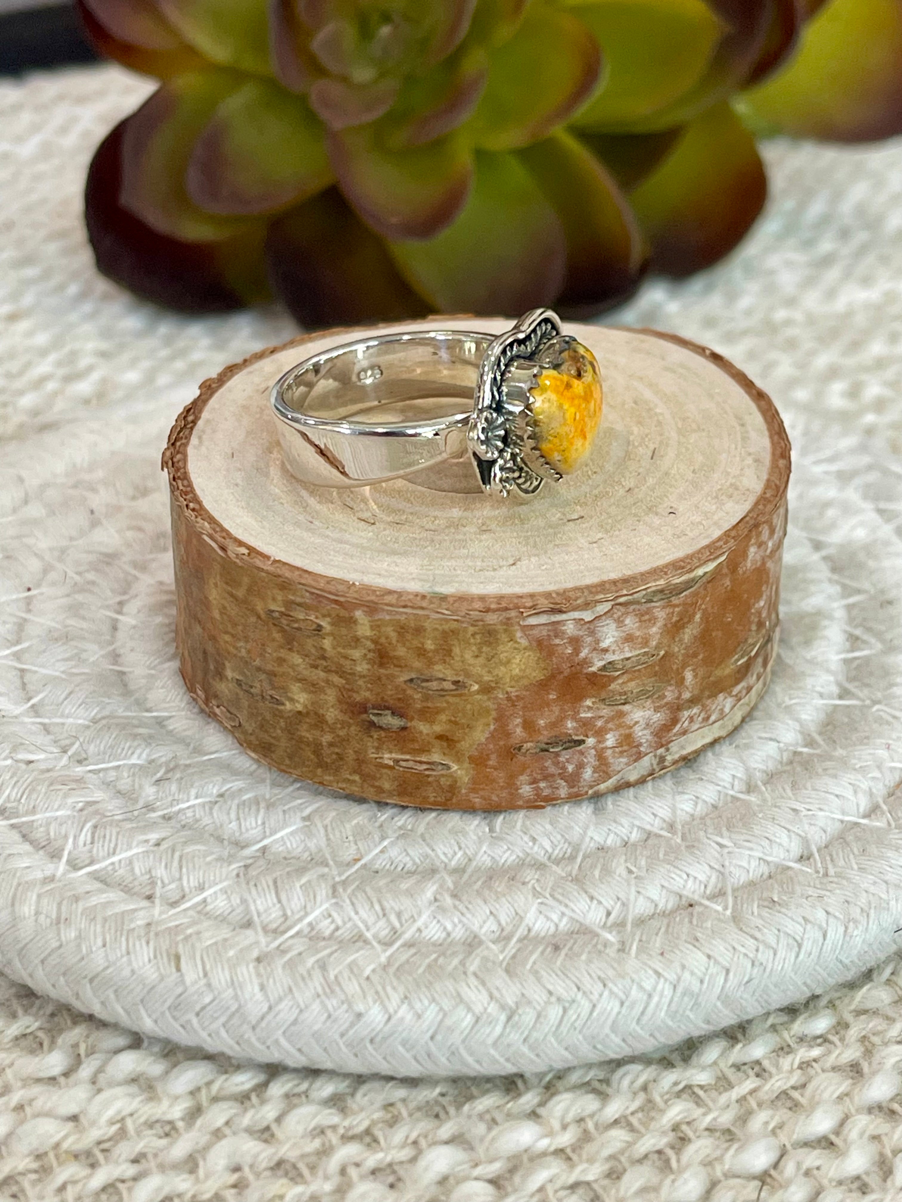 Handmade Sterling Silver & Bumble Bee Adjustable Ring