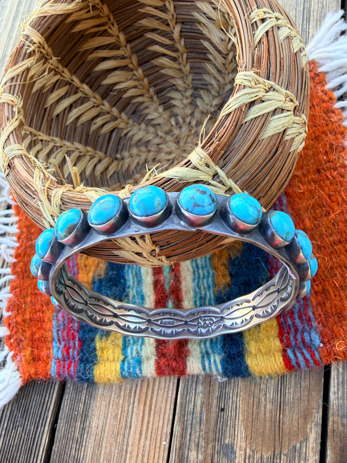 Handcrafted Turquoise & Sterling Silver Bangle Bracelet