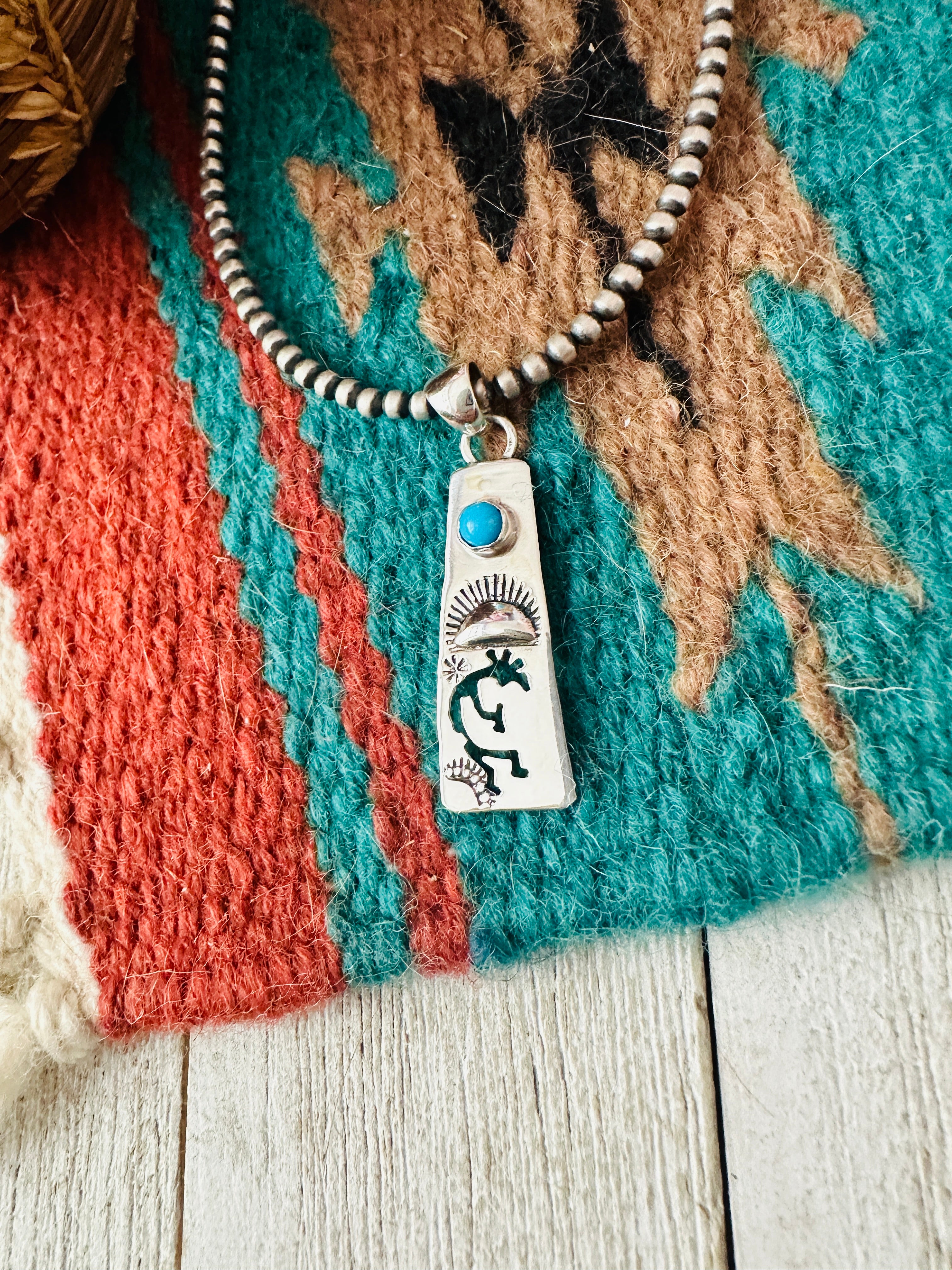 Navajo Turquoise & Sterling Silver Kokopelli Pendant