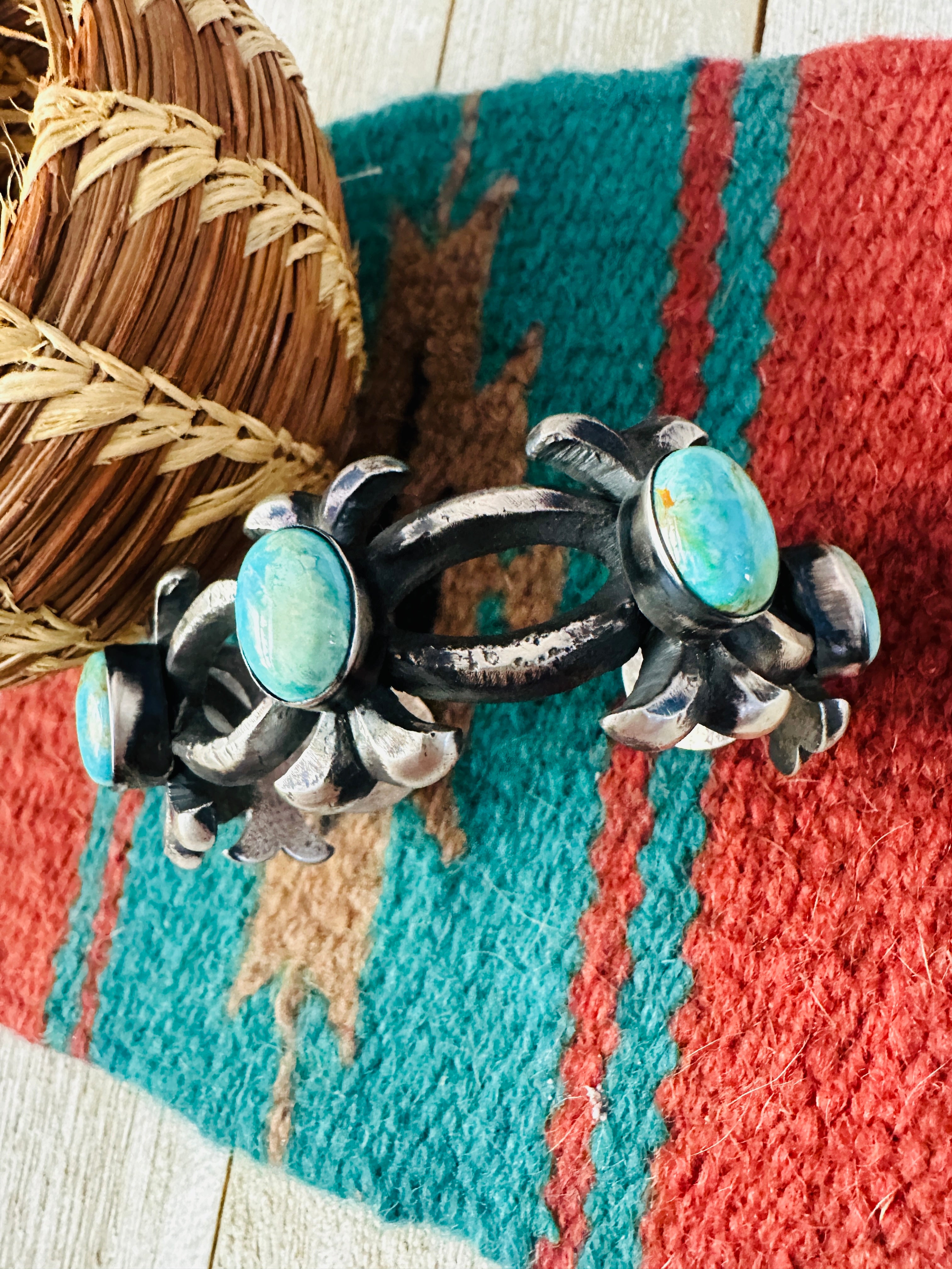 Handcrafted Turquoise & Sterling Silver Cuff Bracelet by Chimney Butte
