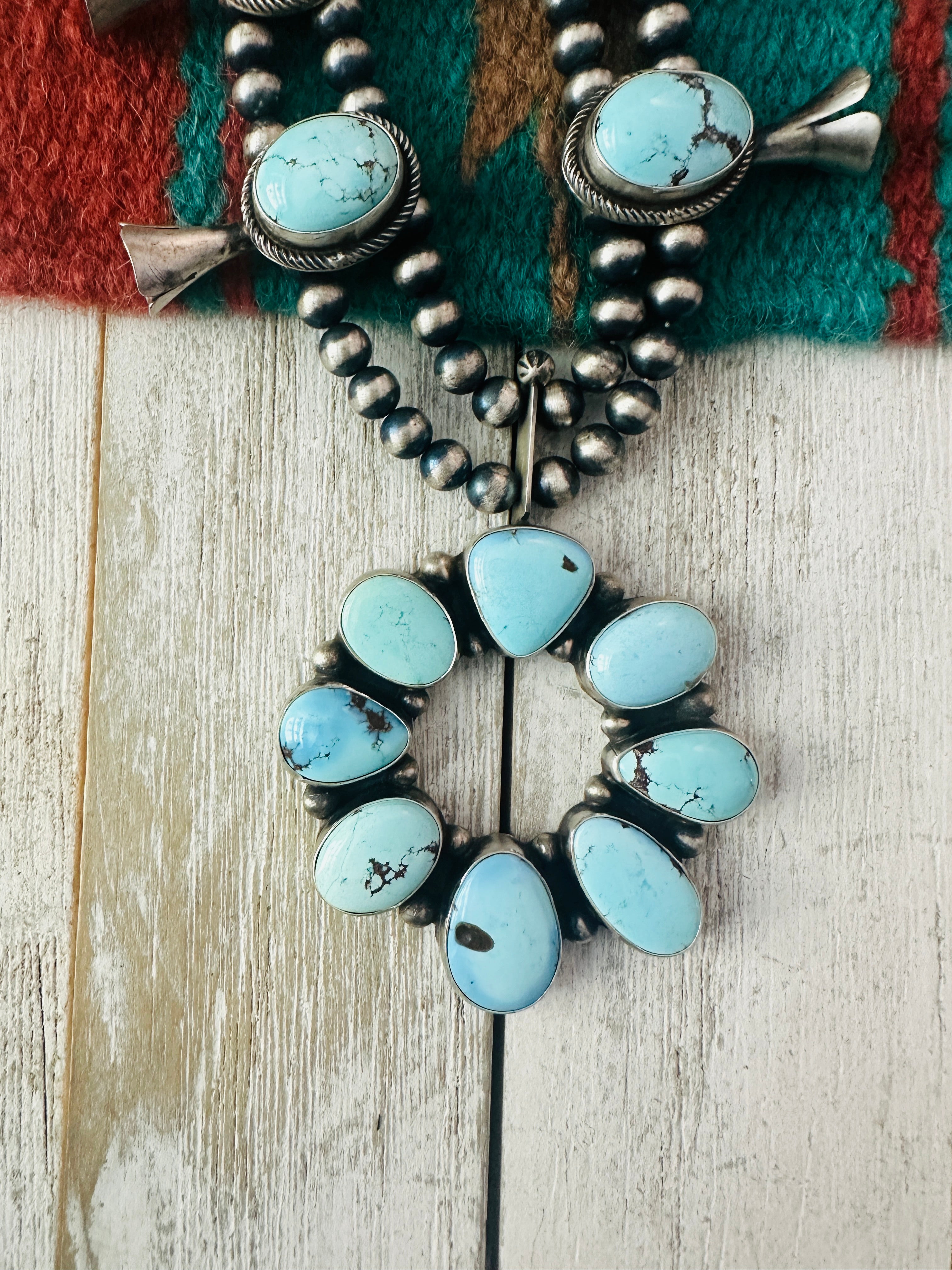 Navajo Golden Hills Turquoise & Sterling Silver Necklace Set