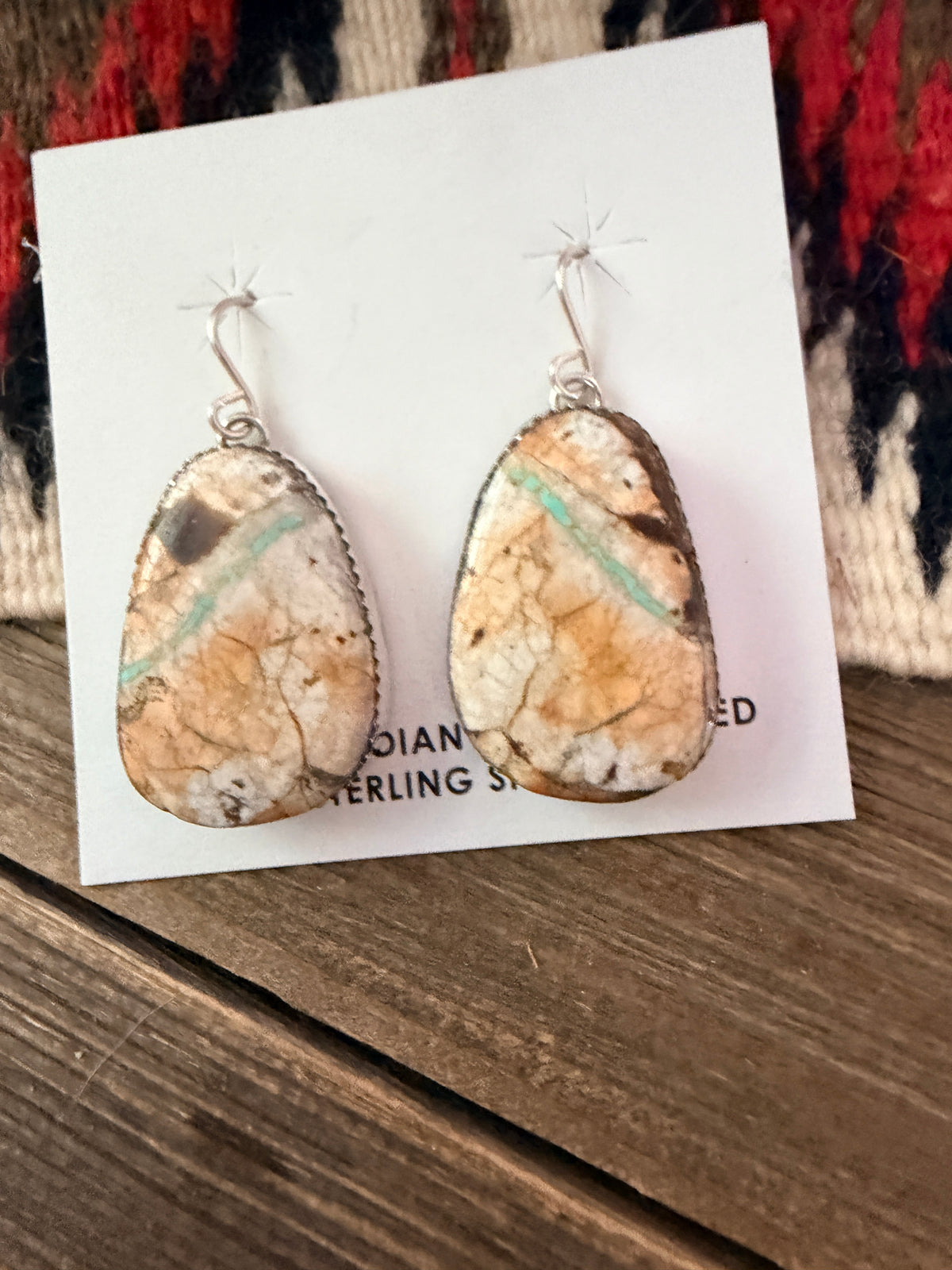 Handcrafted Ribbon Turquoise & Sterling Silver Dangle Earrings by Lorenzo Arviso Jr.