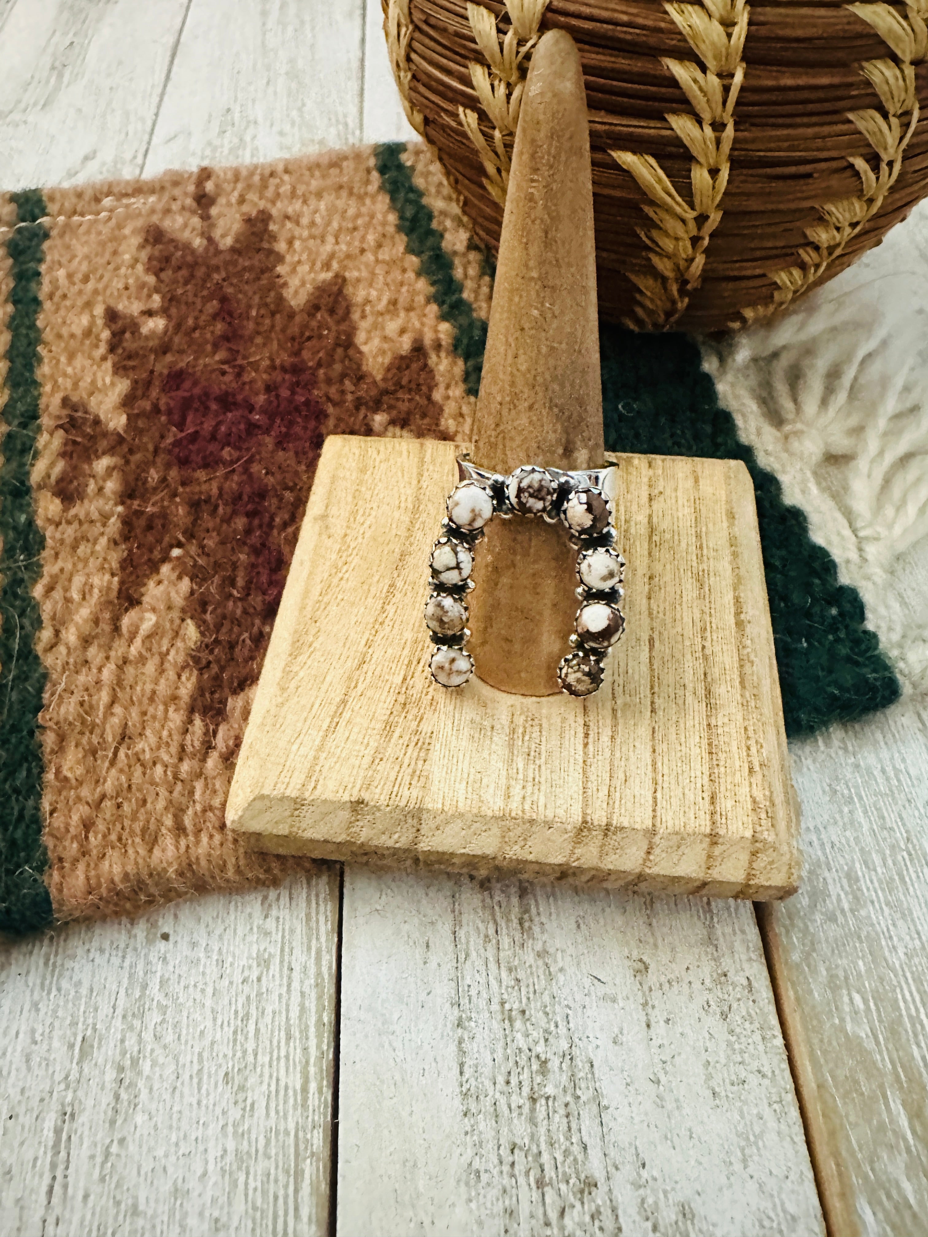 Handmade Wild Horse & Sterling Silver Adjustable Naja Ring Signed Nizhoni