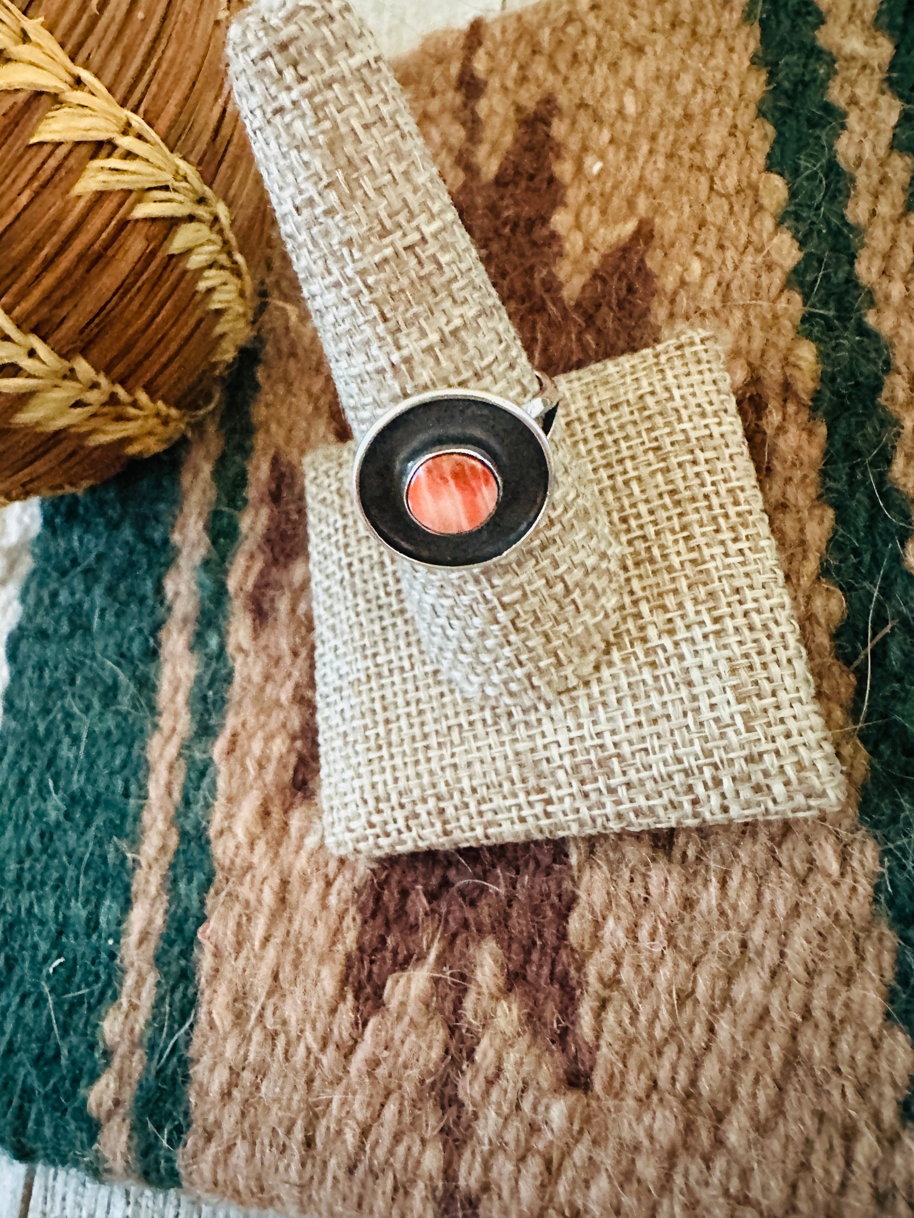 Handcrafted Old Pawn Sterling Silver & Spiny Ring Size 9.25