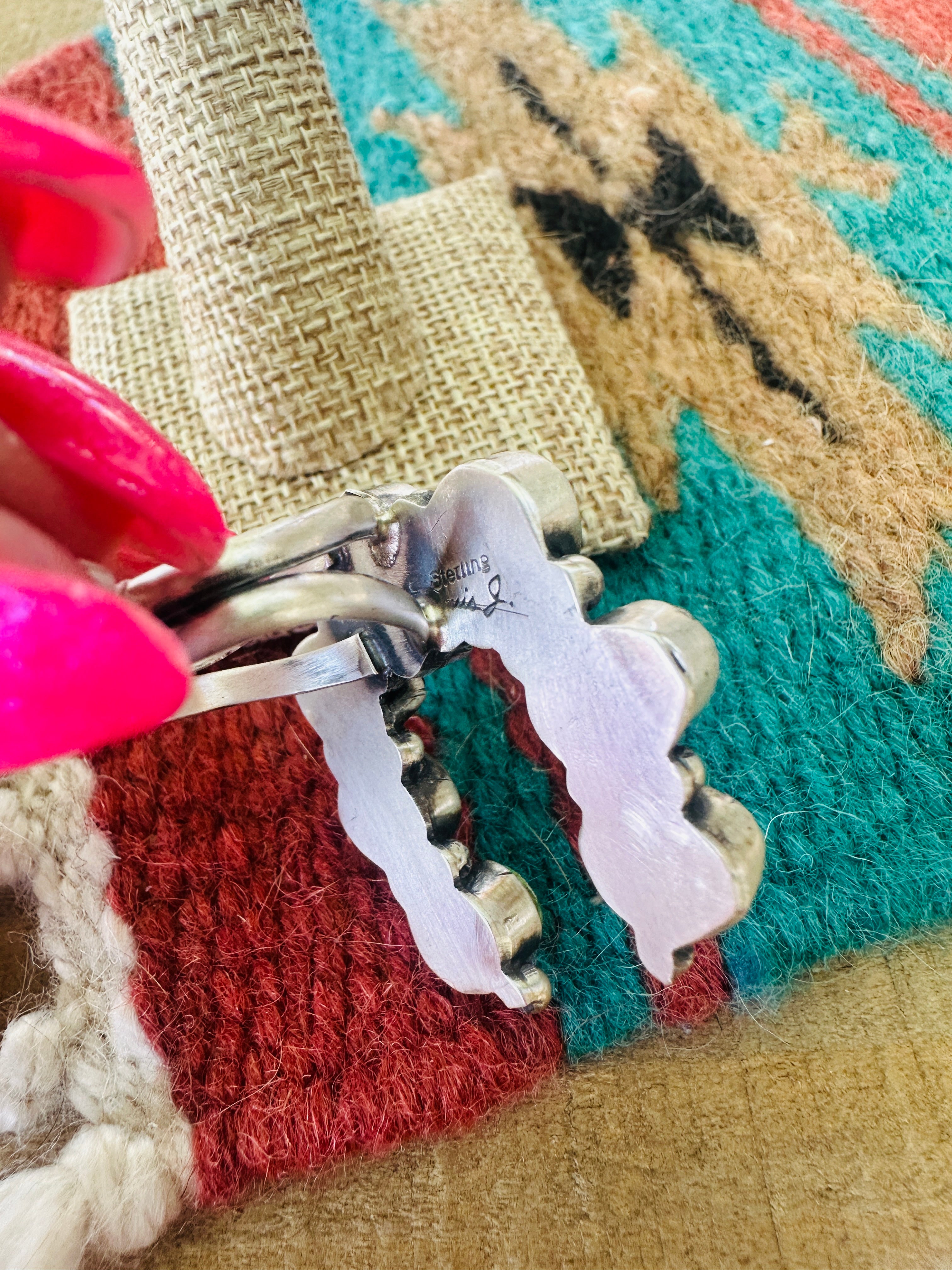 Handcrafted Sterling Silver & Multi Stone Naja Ring Size 8