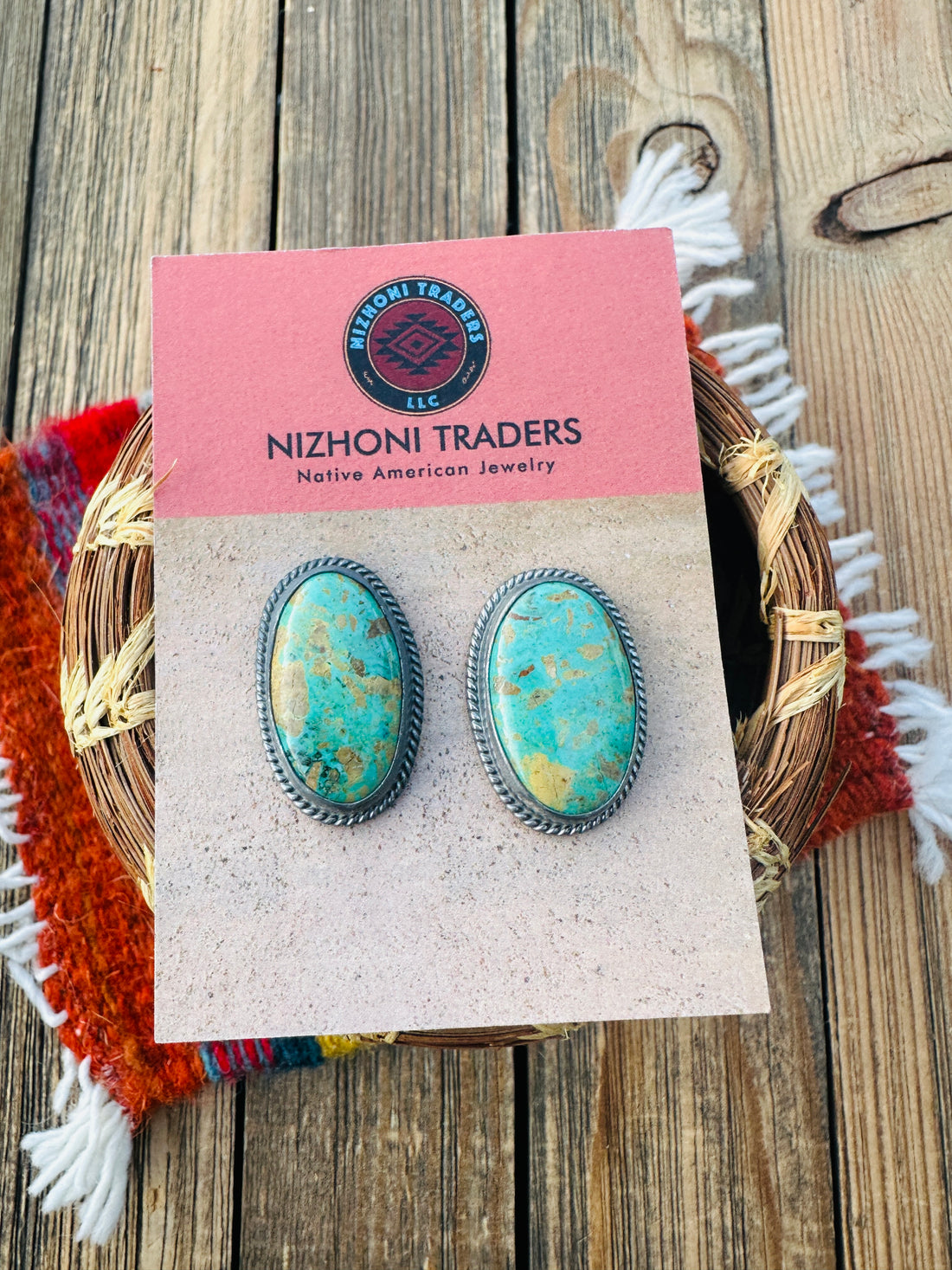 Handcrafted Sterling Silver & Royston Turquoise Post Earrings