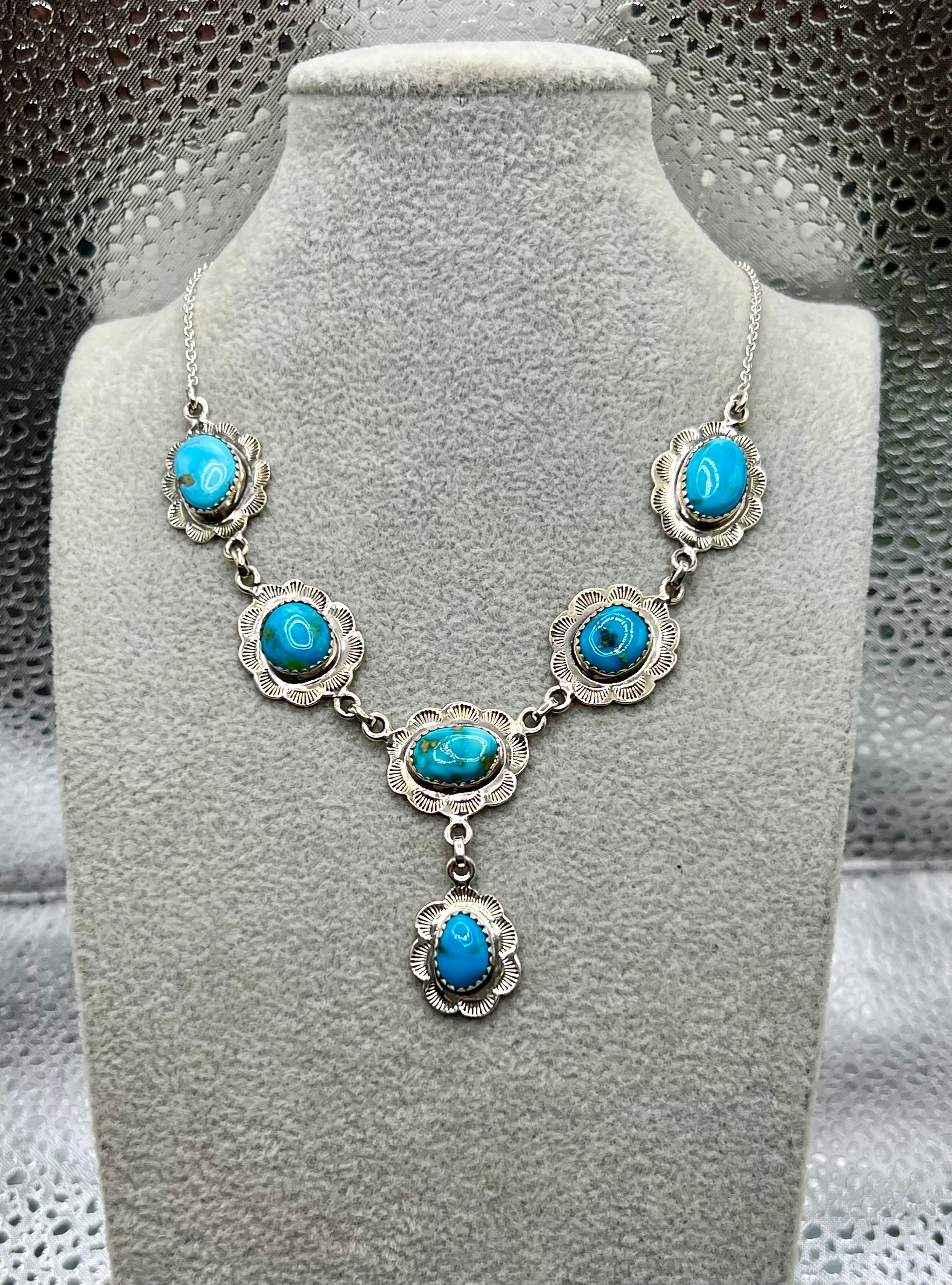 Handmade South Hill Sonoran Turquoise Sterling Silver Necklace