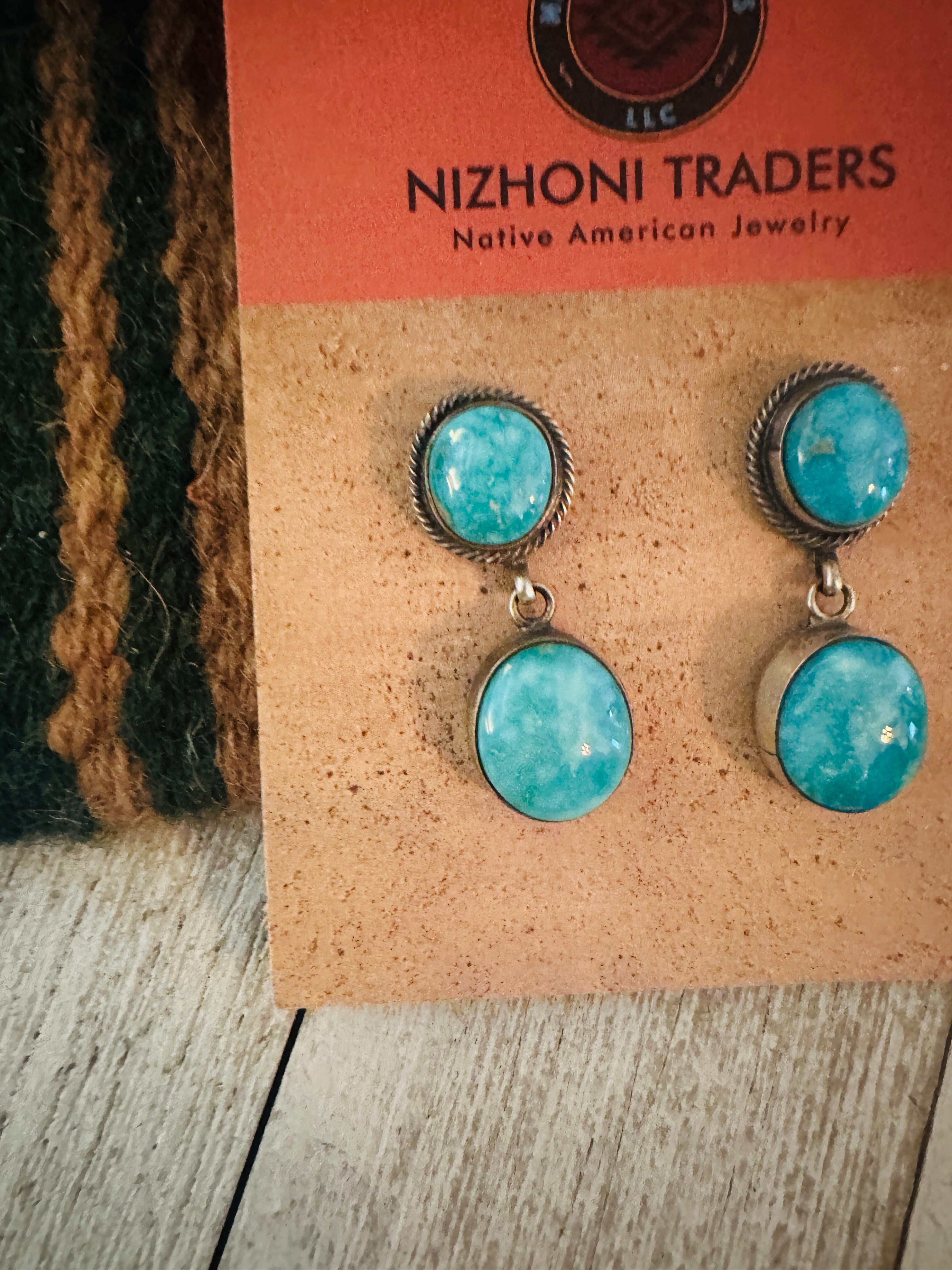 Navajo Turquoise and Sterling Silver Dangle Earrings