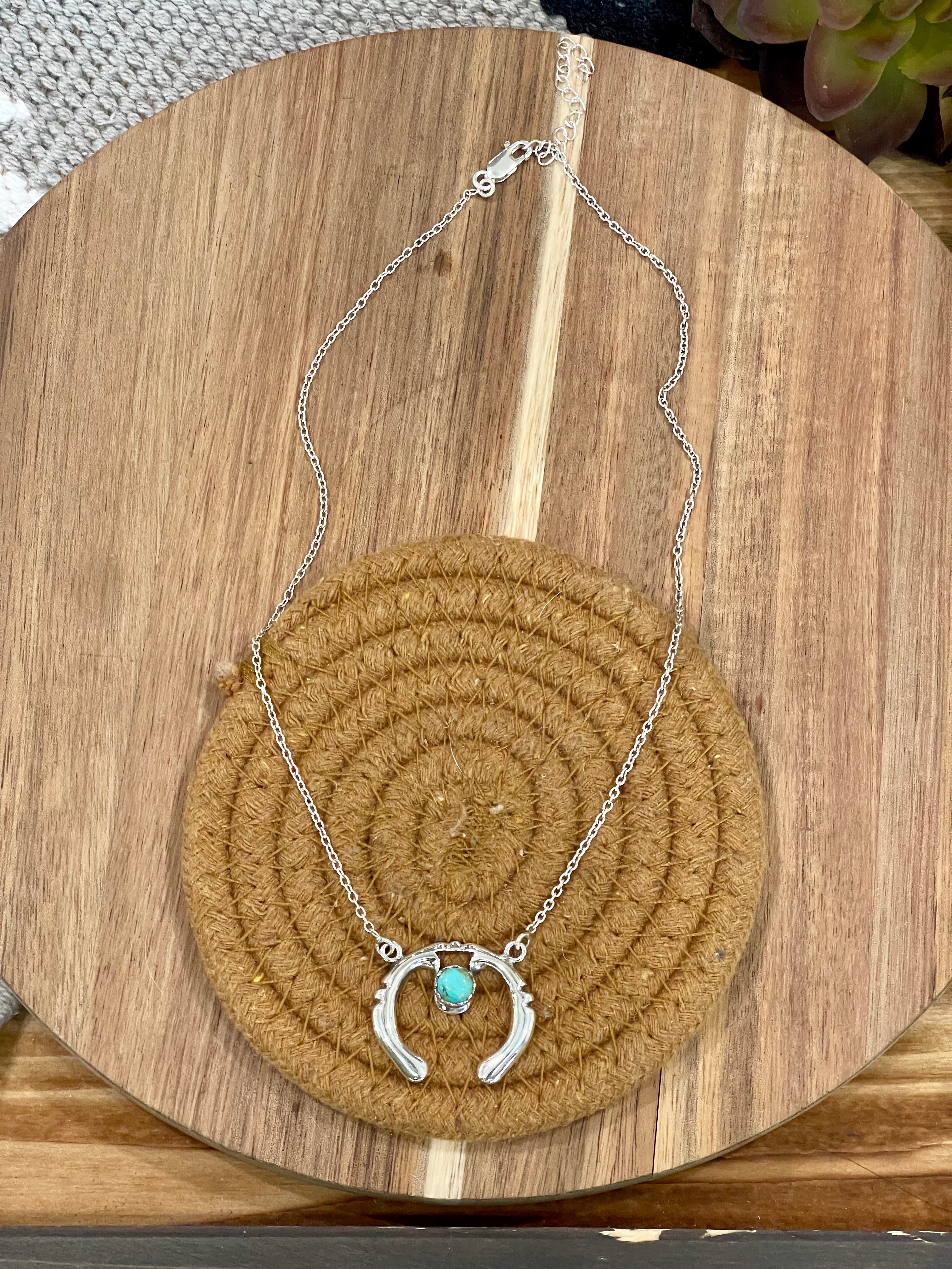 Handmade Sterling Silver & Turquoise Naja Necklace