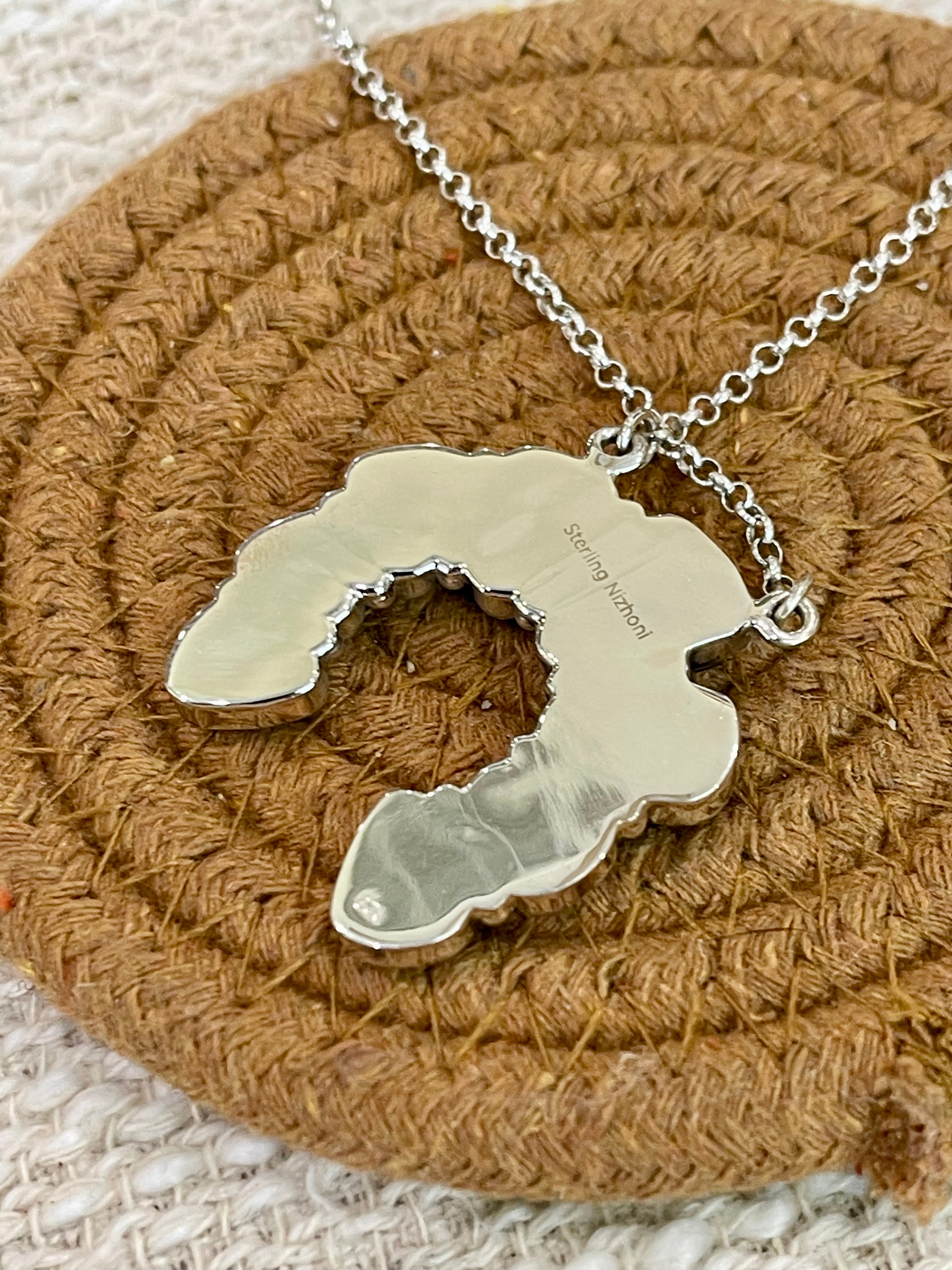 Handmade Sterling Silver, White Buffalo Cluster Naja Necklace Signed Nizhoni