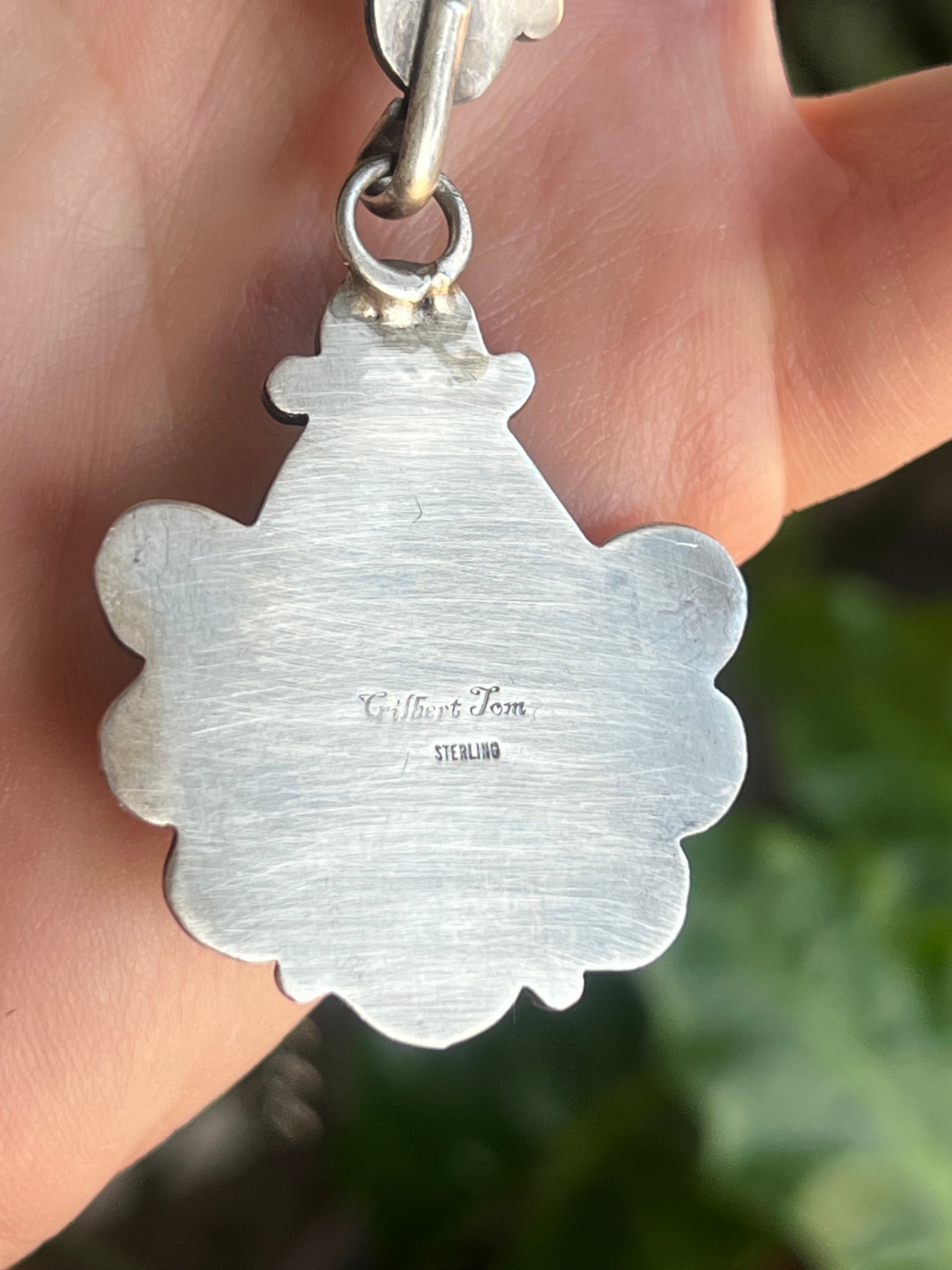 Handcrafted Stellar Sterling Silver and Whitewater Turquoise  Necklace and Earrings Set by Gilbert Tom