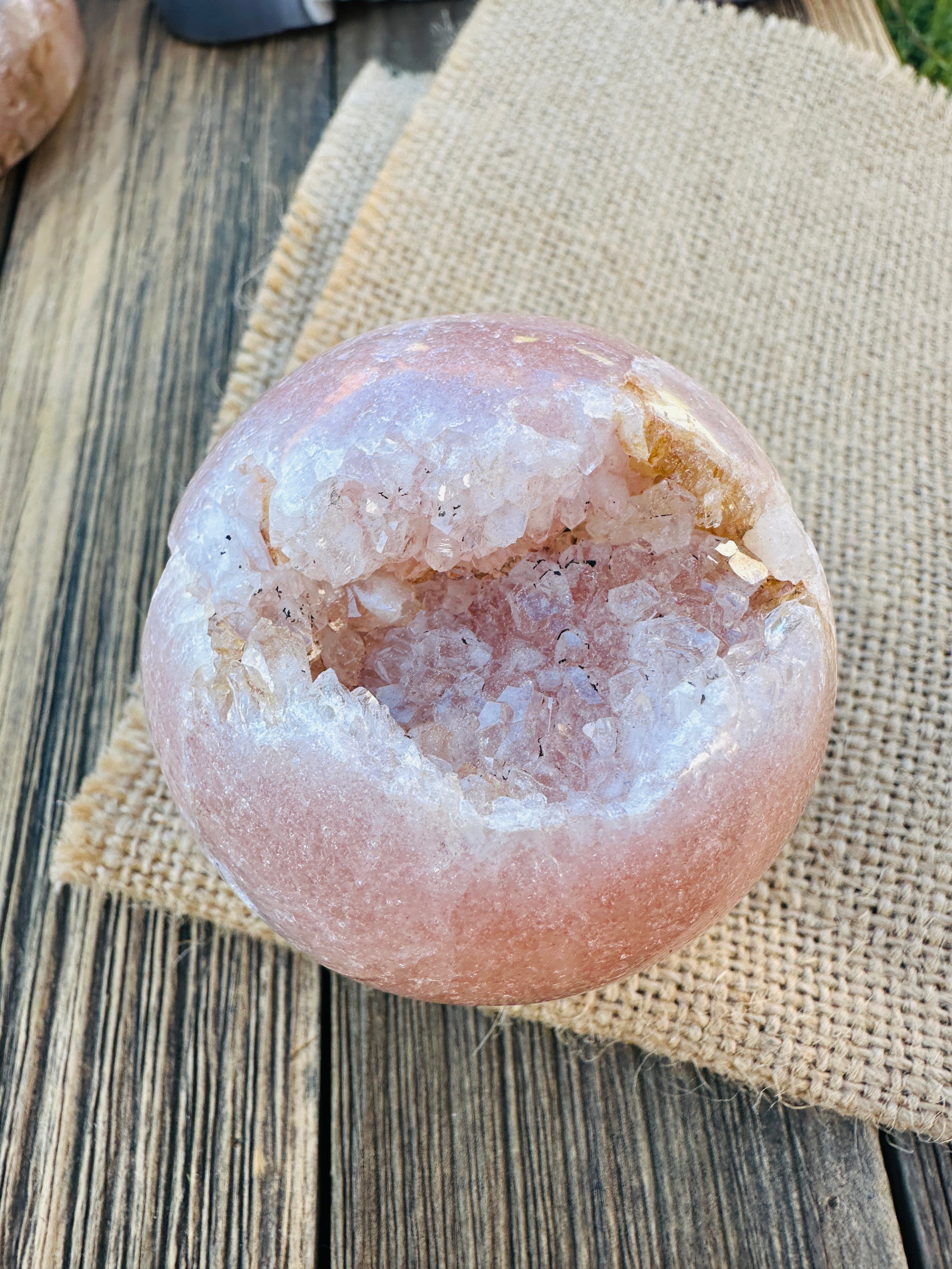 ✨ Nizhoni Crystals ✨  Pink Amethyst Geode Sphere