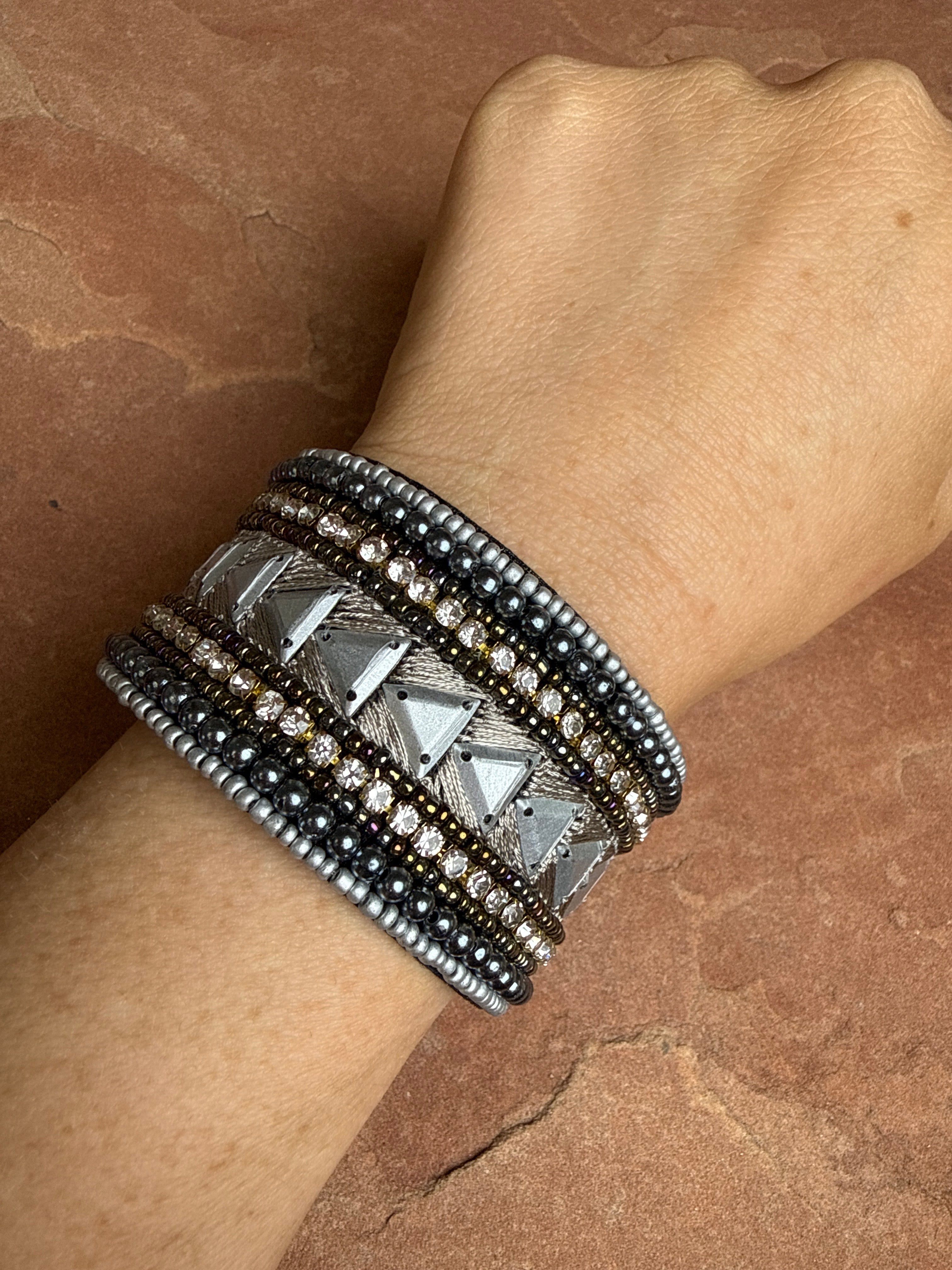 “The Golden Collection” Handmade Beaded Cuff Bracelet