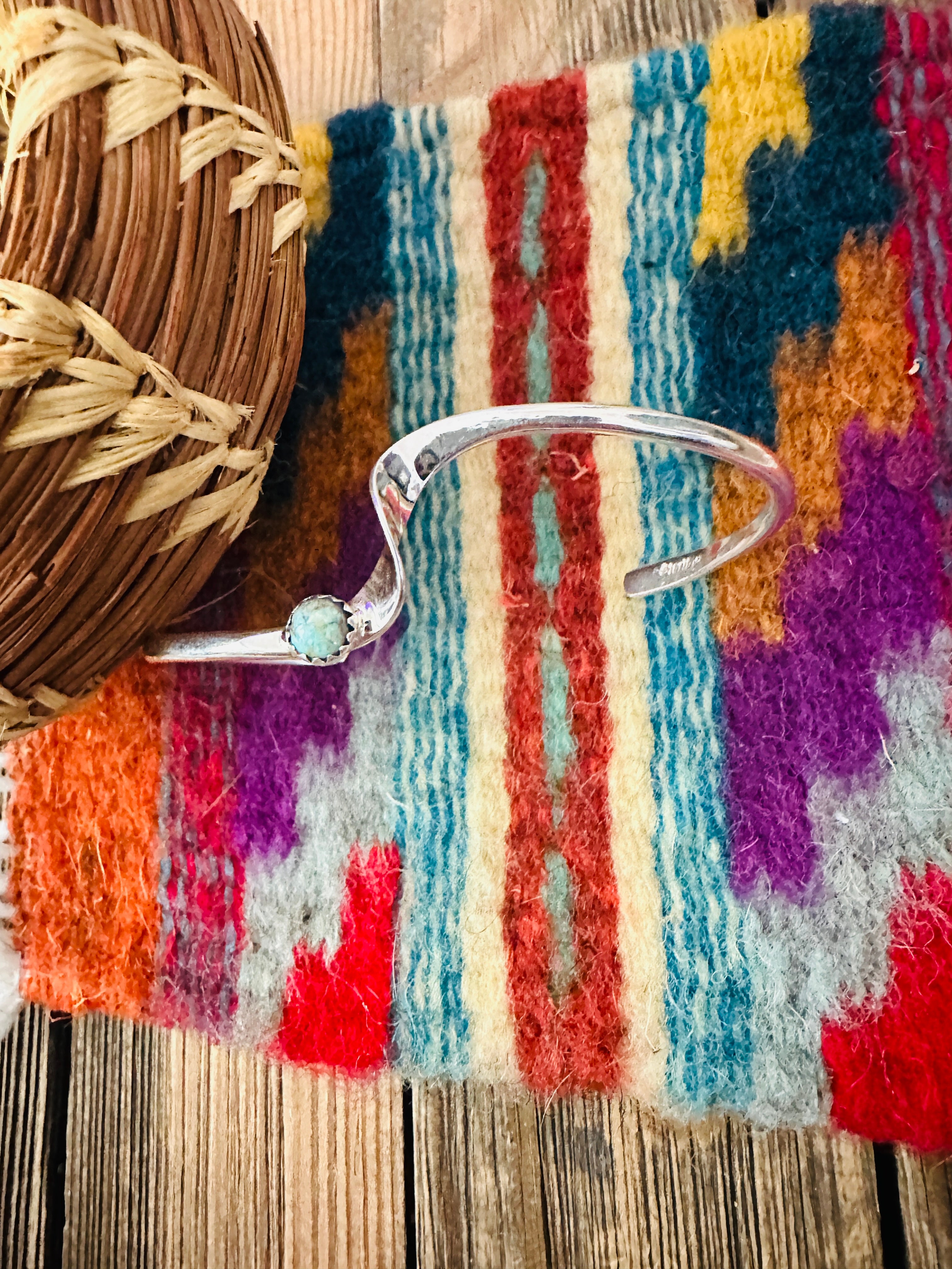 Handcrafted Twisted Sterling Silver & Turquoise Cuff Bracelet