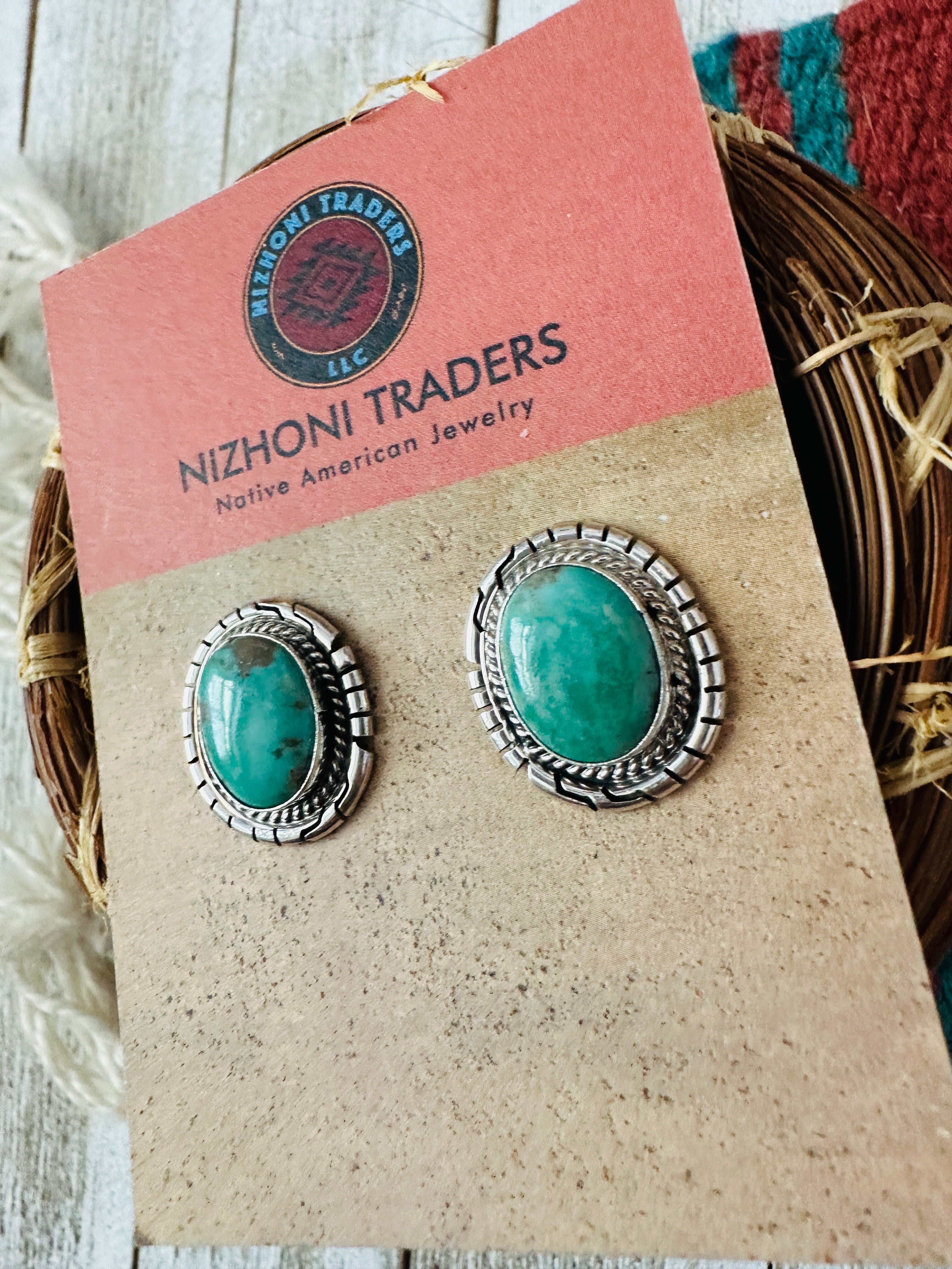 Navajo Turquoise & Sterling Silver Post Earrings