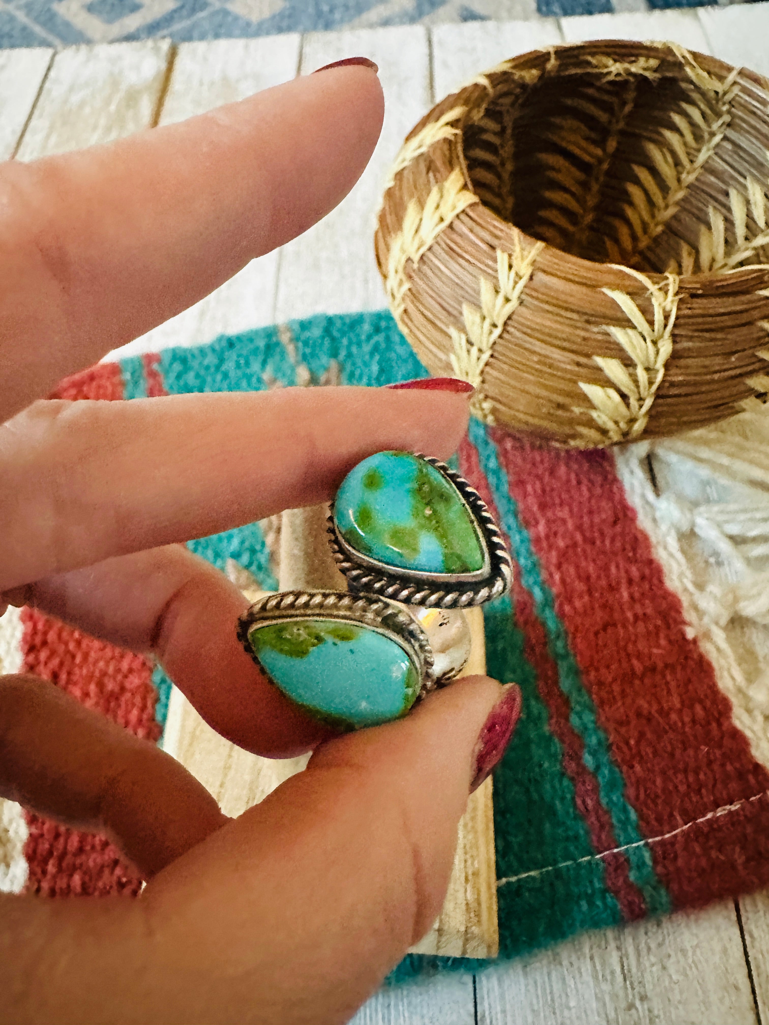 Navajo Sterling Silver & Sonoran Gold Turquoise Adjustable Ring