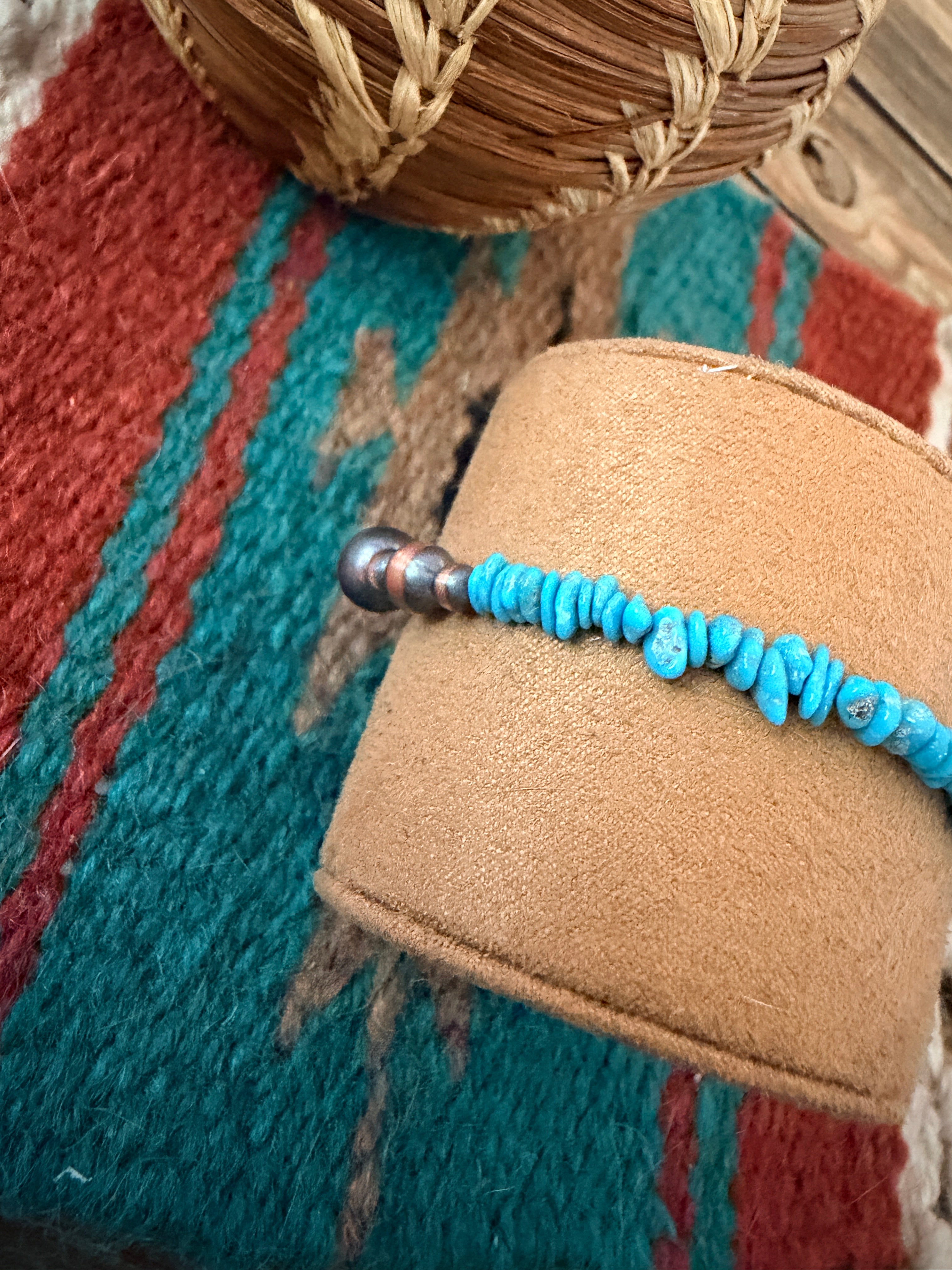 Handcrafted Turquoise & Copper Beaded Bracelet