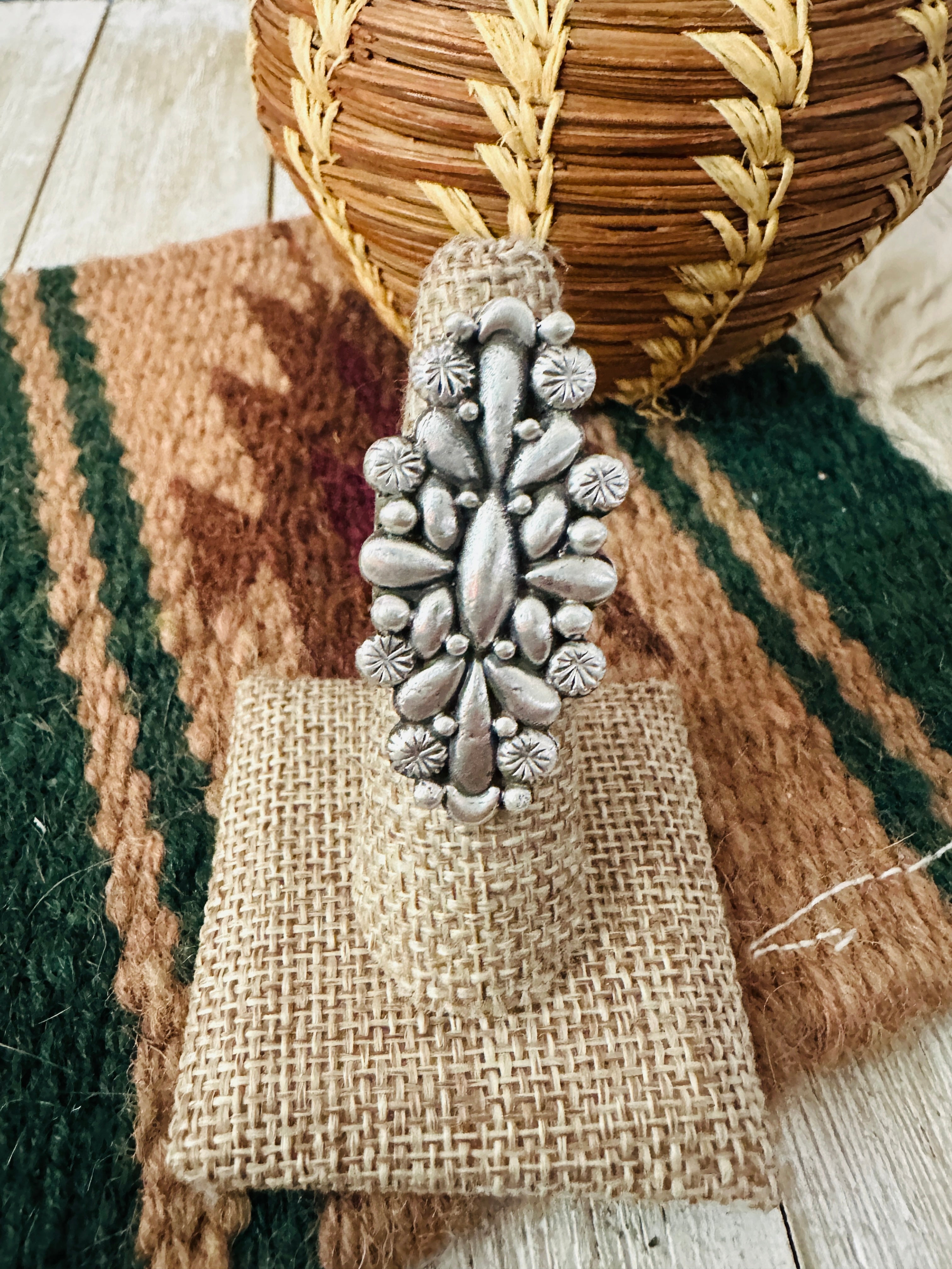 Handcrafted Sterling Silver Adjustable Concho Ring by Leroy James