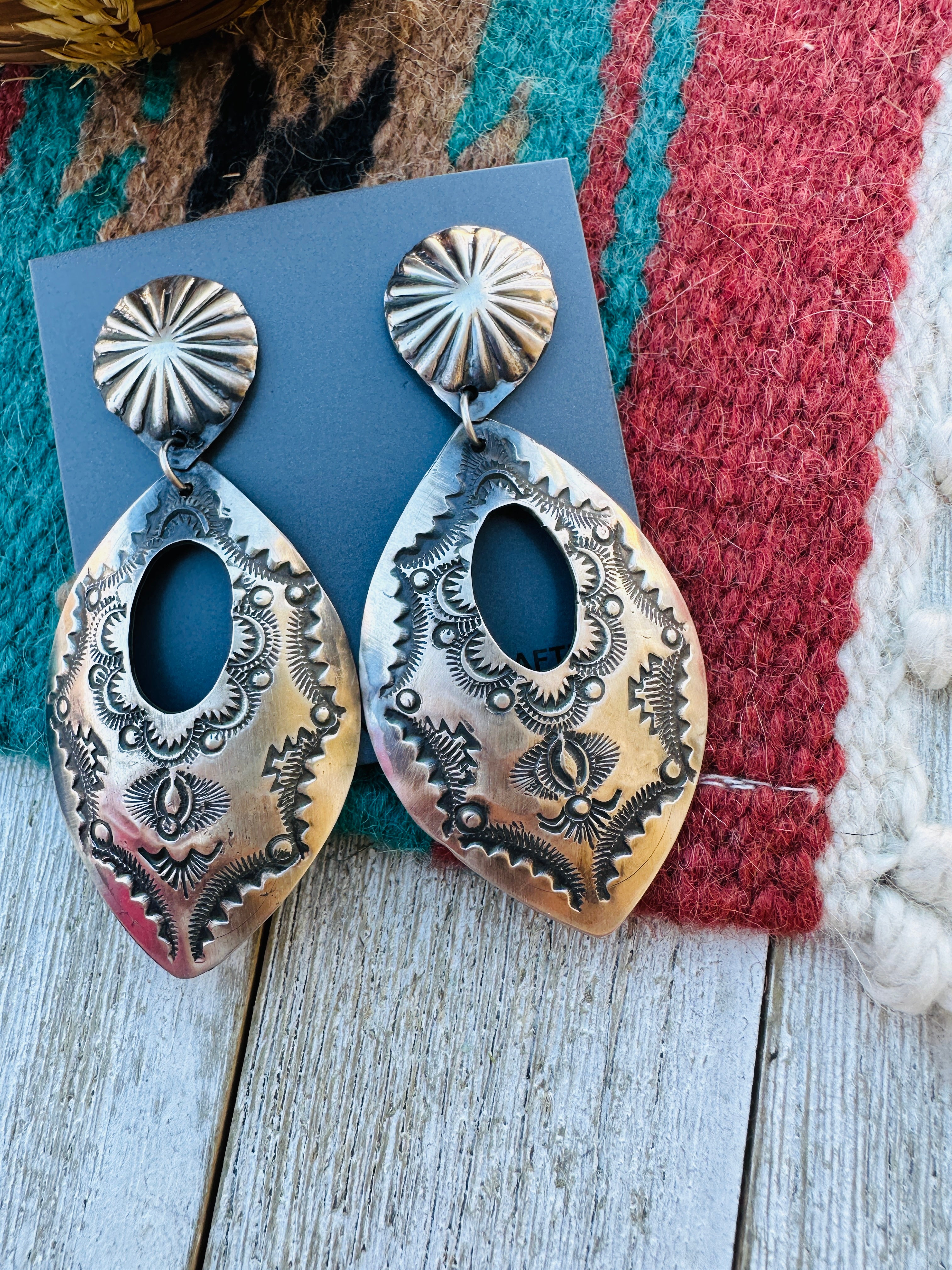 Handcrafted Sterling Silver Concho Dangle Earrings