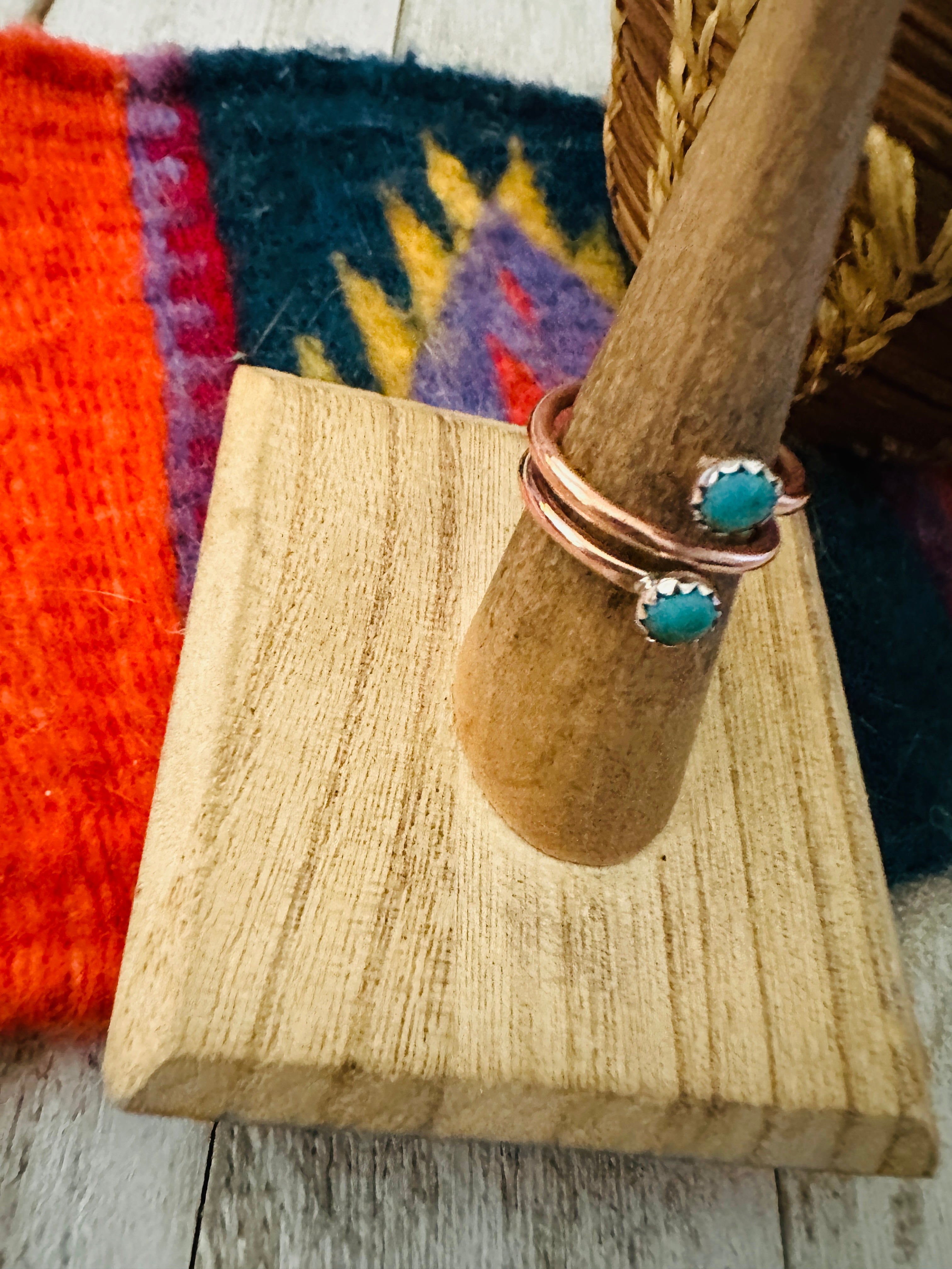 Navajo Copper & Turquoise Adjustable Ring