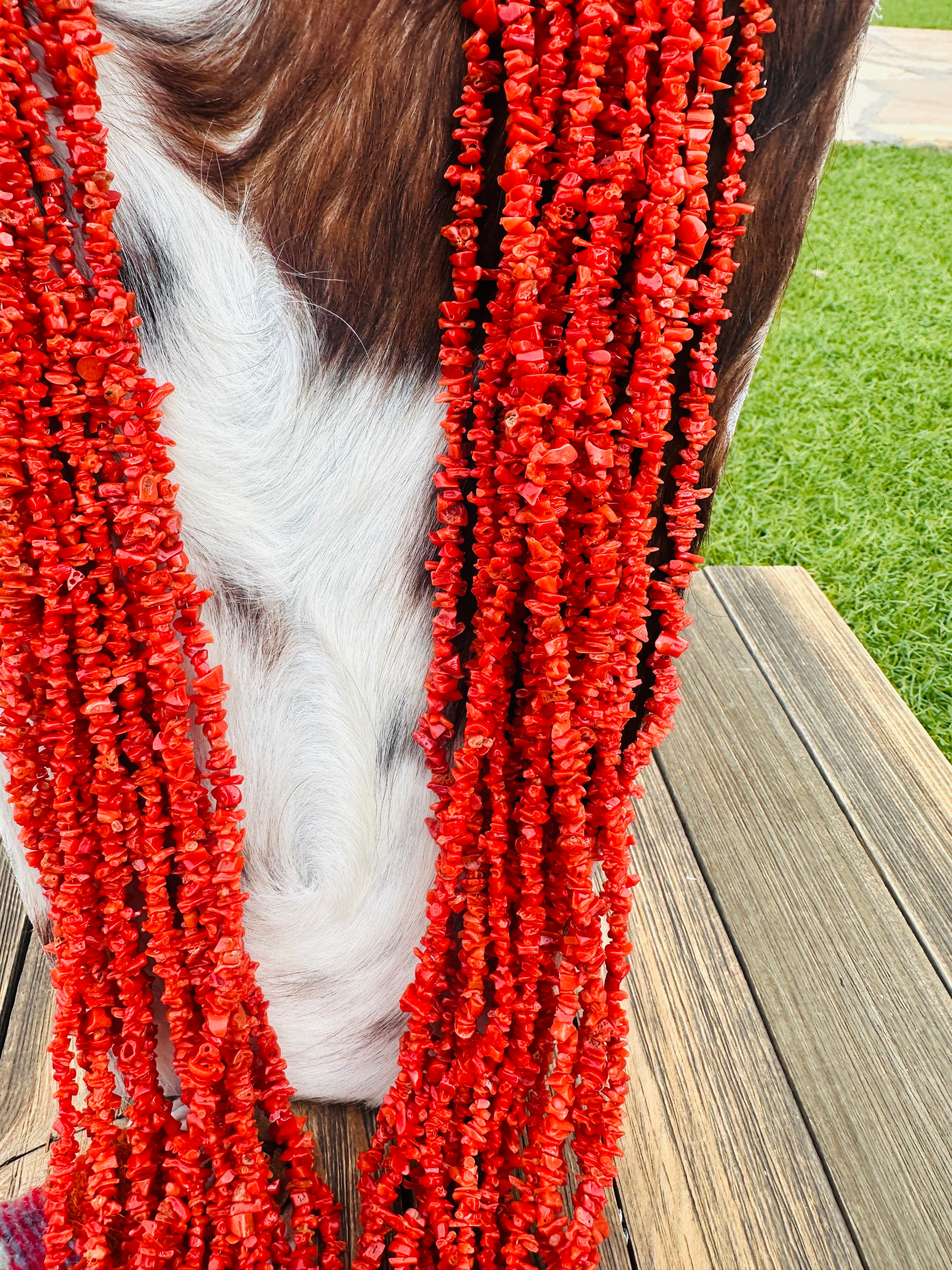 Handcrafted Coral & Sterling Silver 15-Strand Beaded Necklace