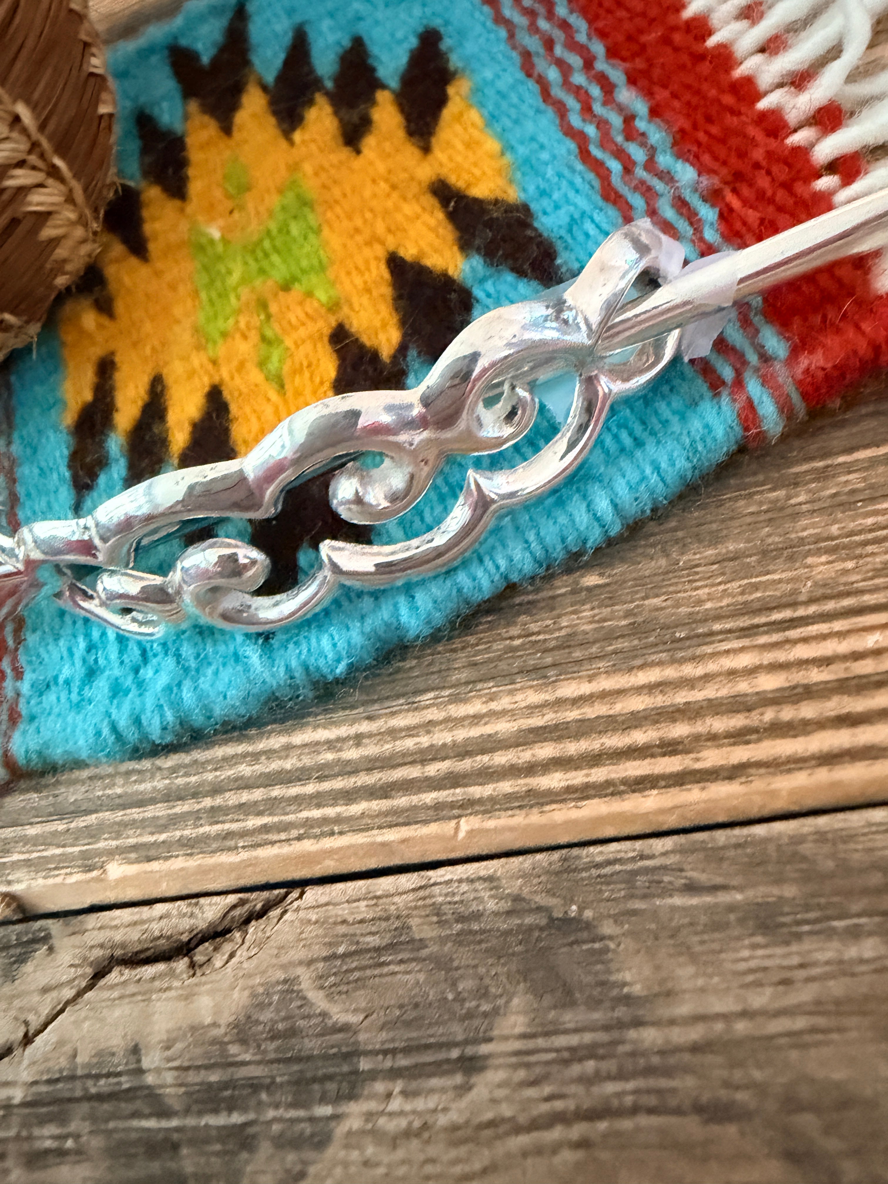 Handcrafted Old Pawn Sterling Silver Hair Pin by Frank Chee