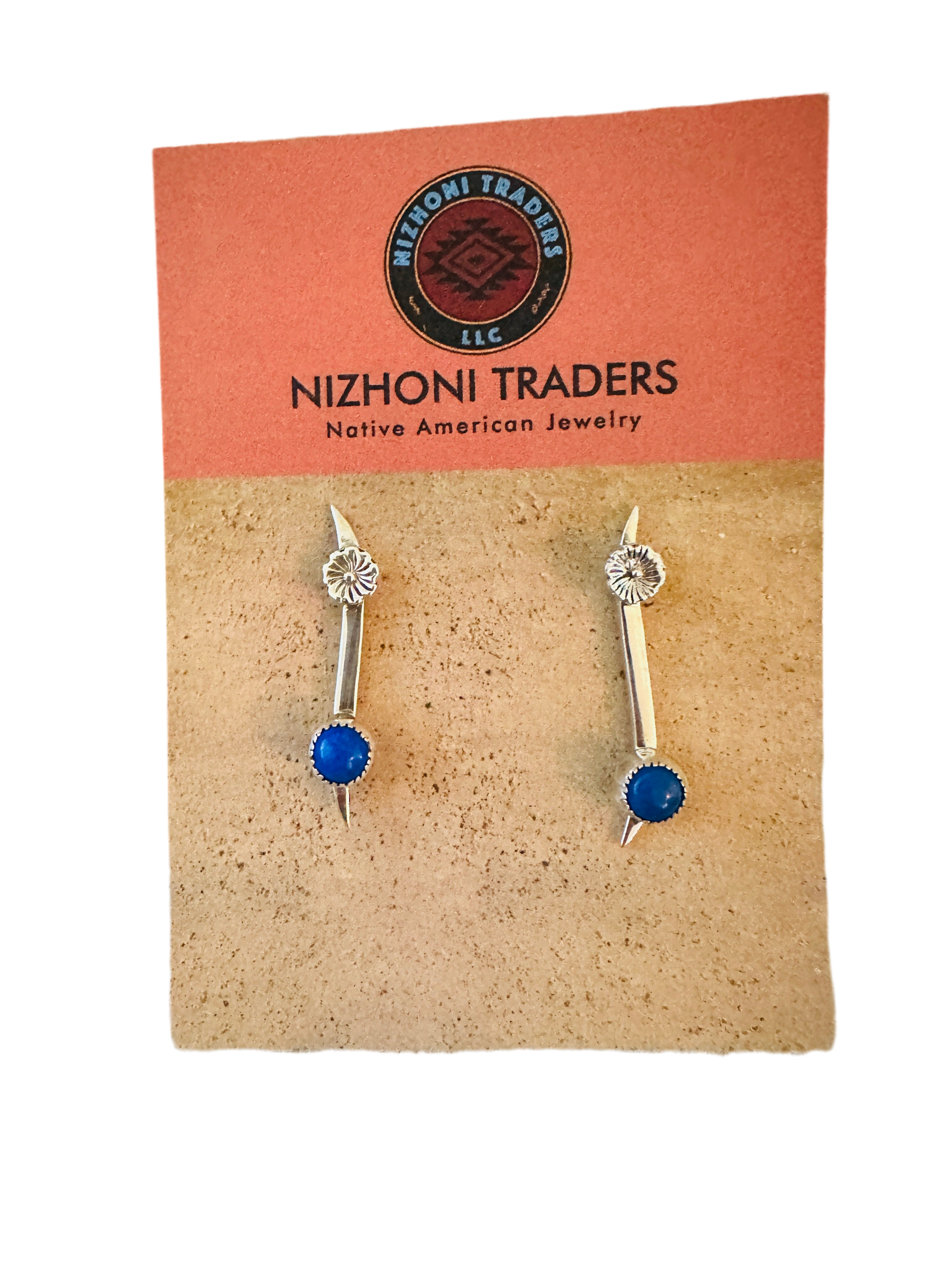 Navajo Lapis and Sterling Silver Dangle Earrings