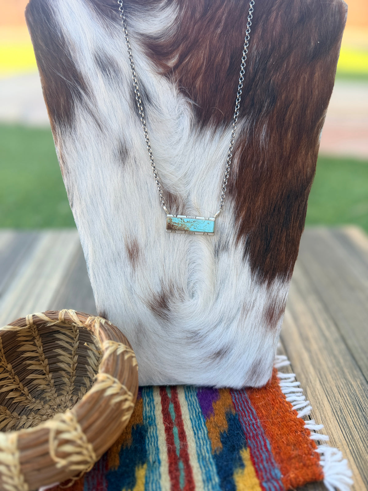 Handcrafted Turquoise & Sterling Silver Bar Necklace