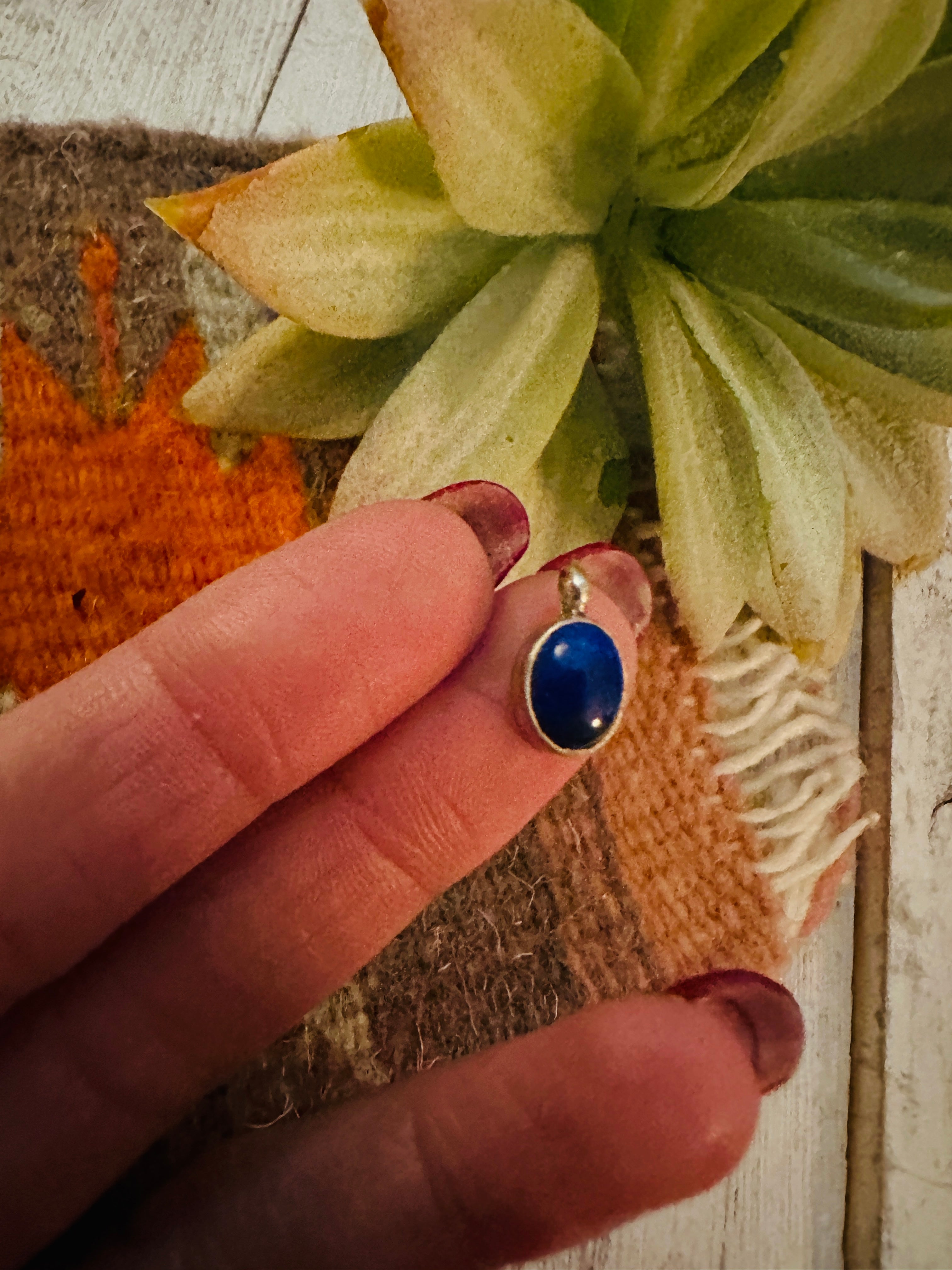 Navajo Lapis & Sterling Silver Mini Pendant