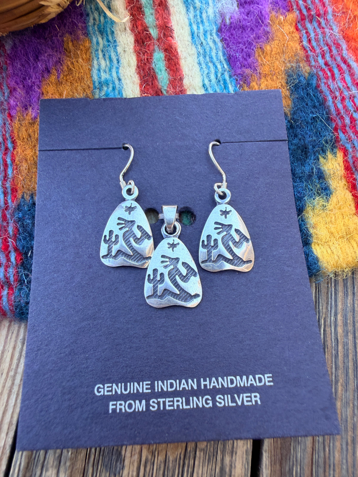 Handcrafted Sterling Silver Kokopelli Earring and Pendant Set