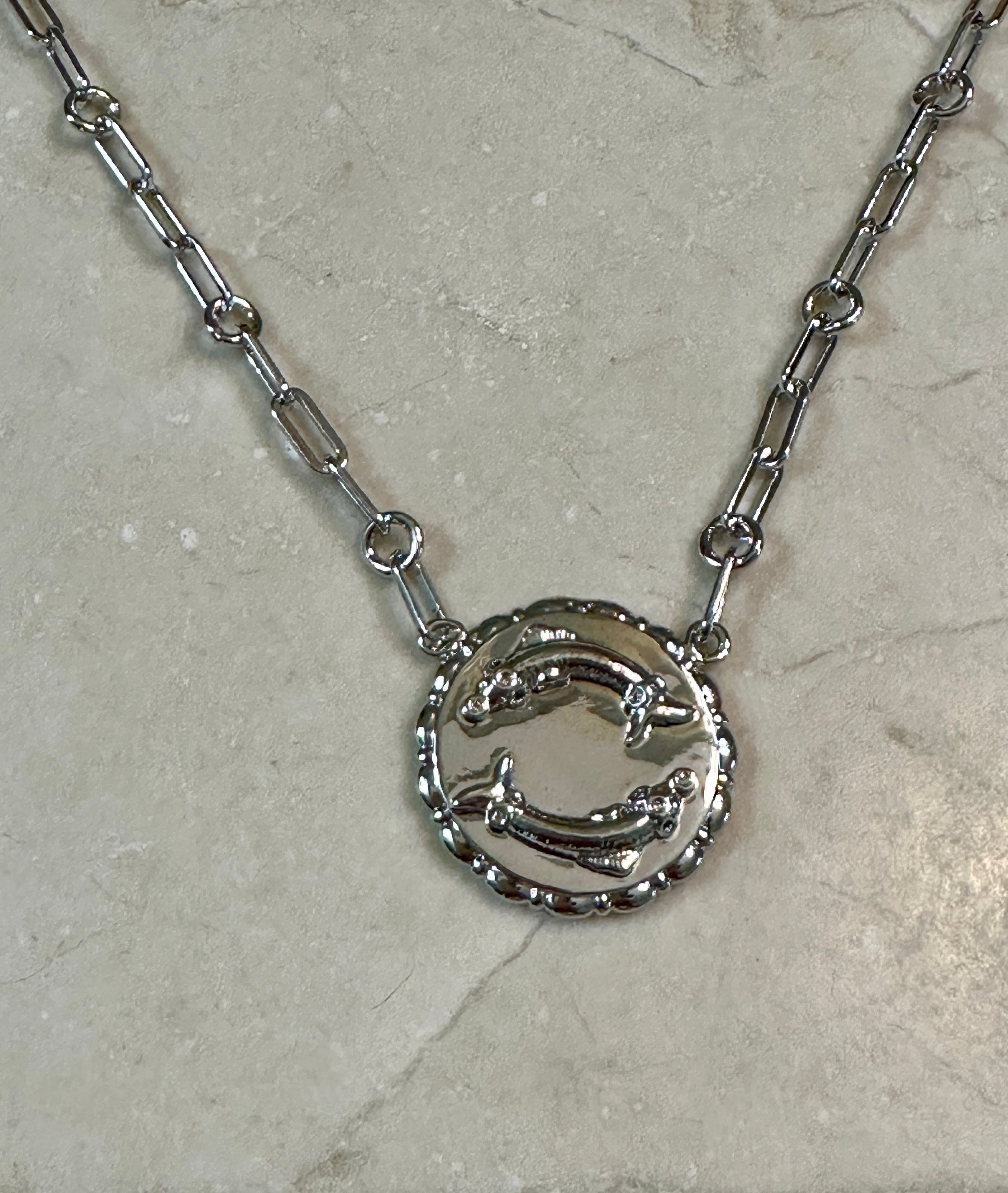Bold CZ Zodiac Link Pisces Necklace
