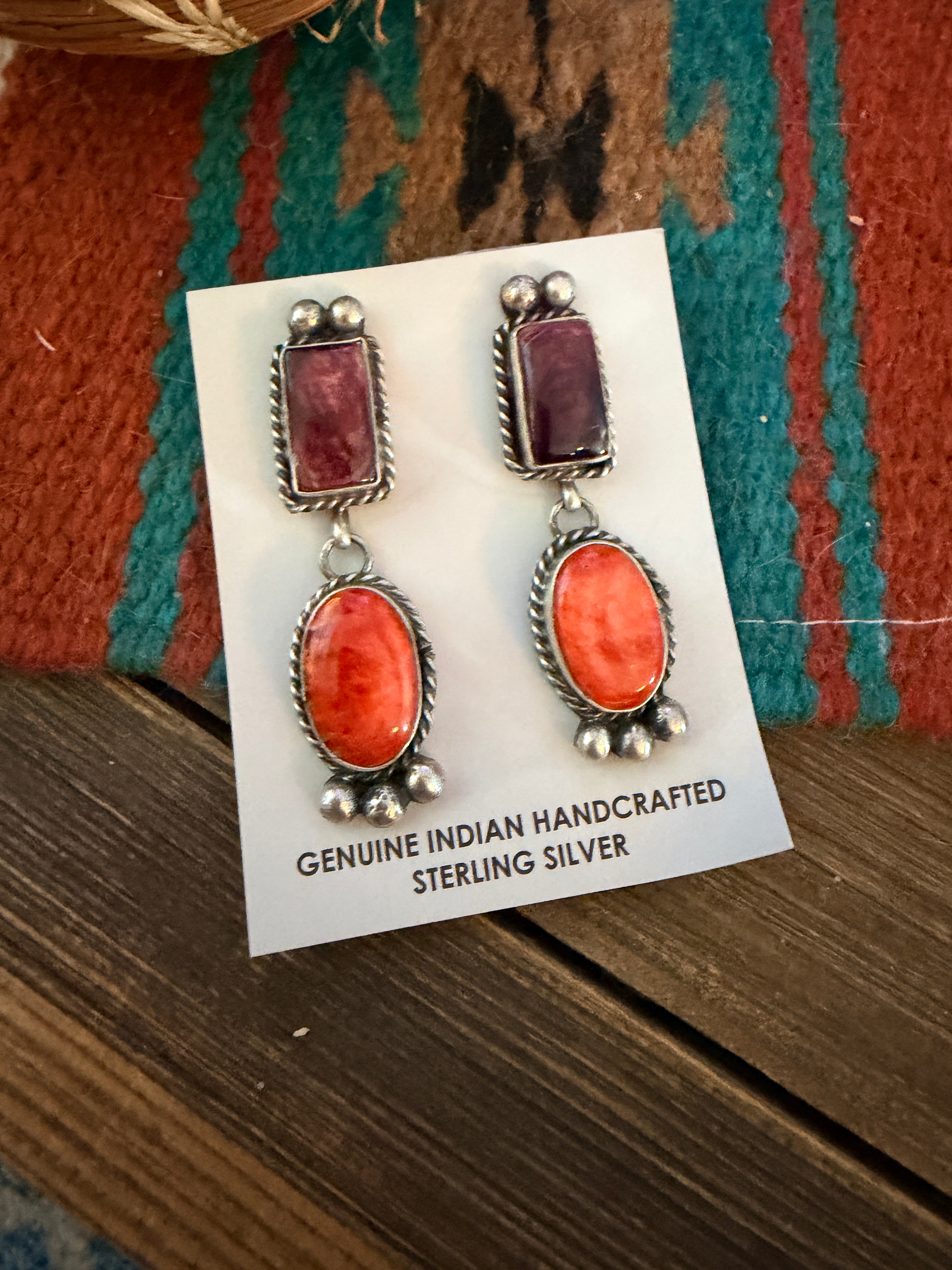 Handcrafted Spiny and Sterling Silver Dangle Earrings by Vicky Hicks