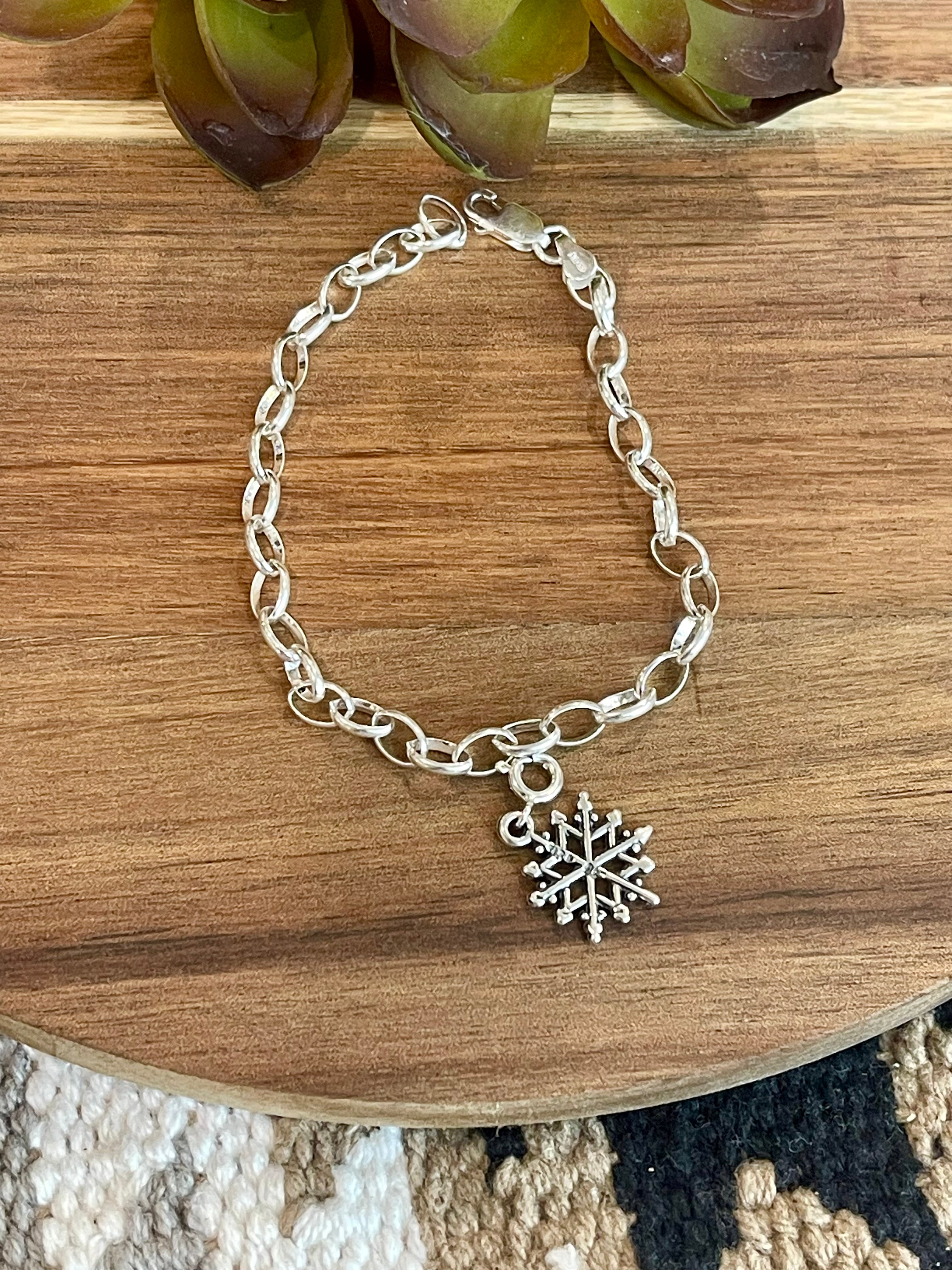 Handmade Sterling Silver CHRISTMAS SNOWFLAKE Charm