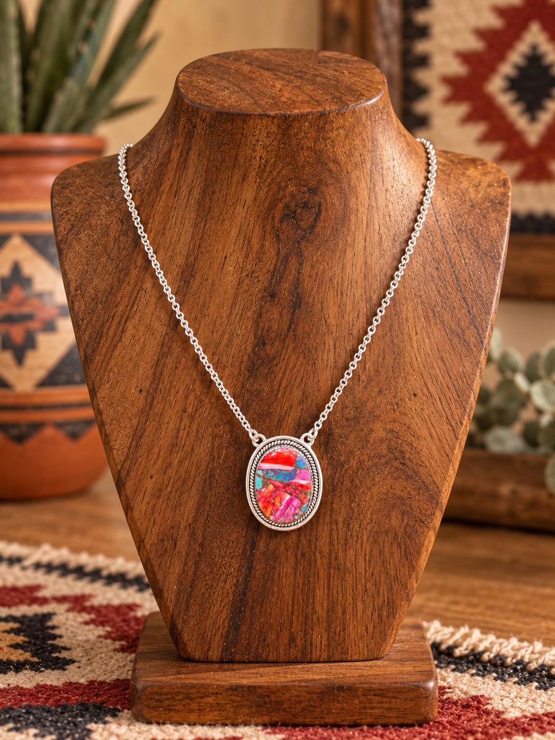 Handcrafted Sterling Silver & Pink Dream Mojave Necklace