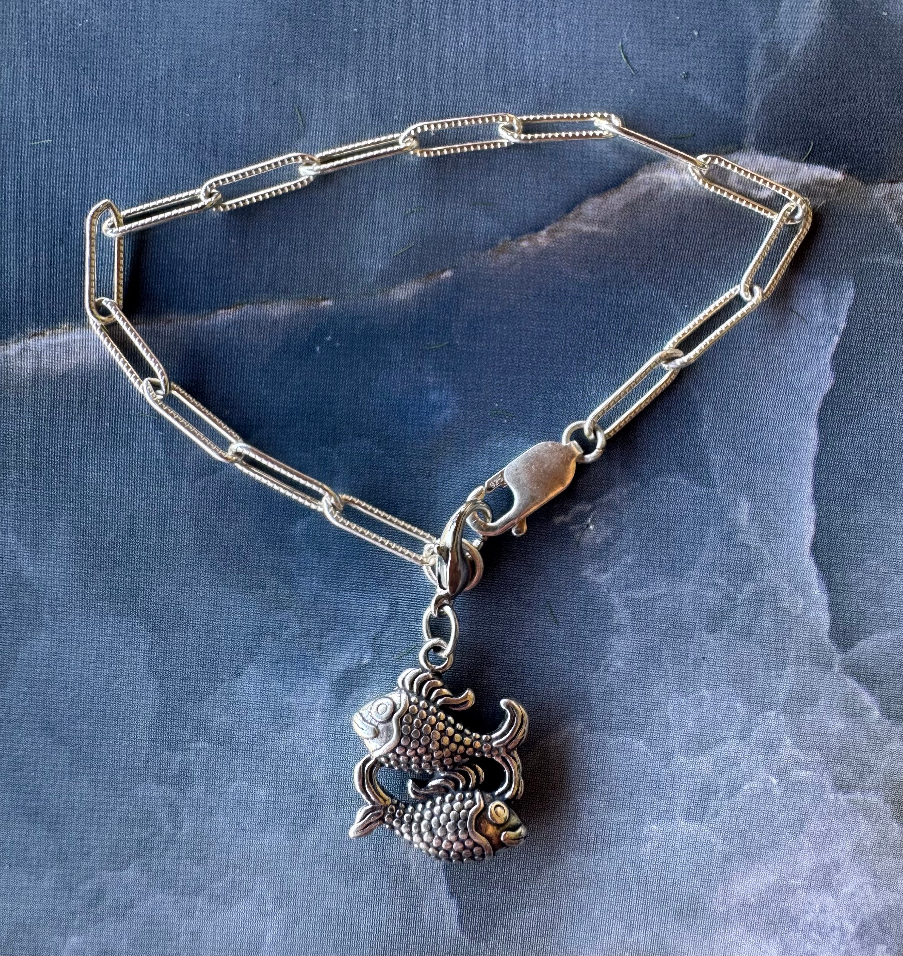 Handcrafted Sterling Silver Pisces/ 2 Fish Charm