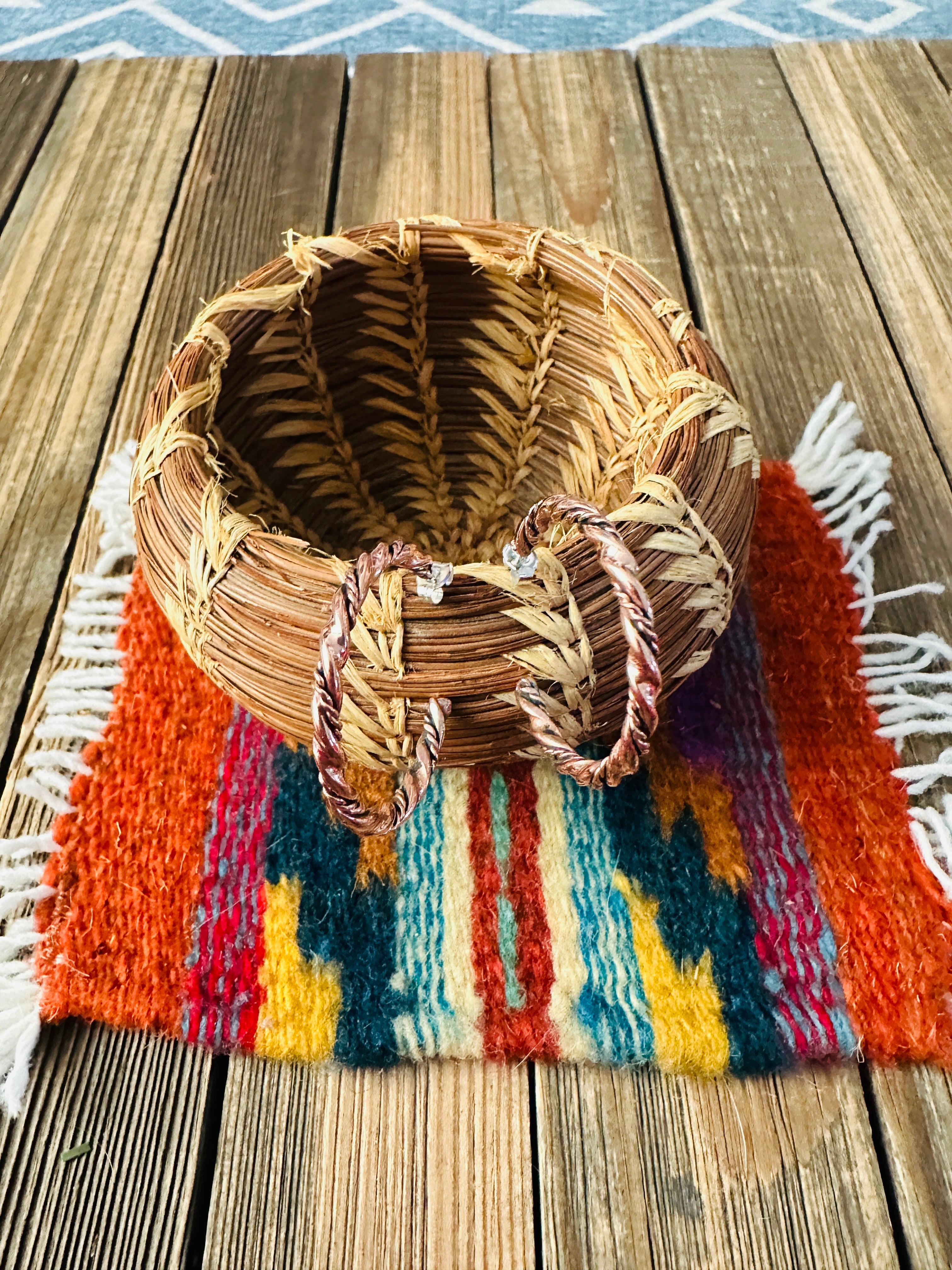 Handcrafted Twisted Copper Hoop Earrings