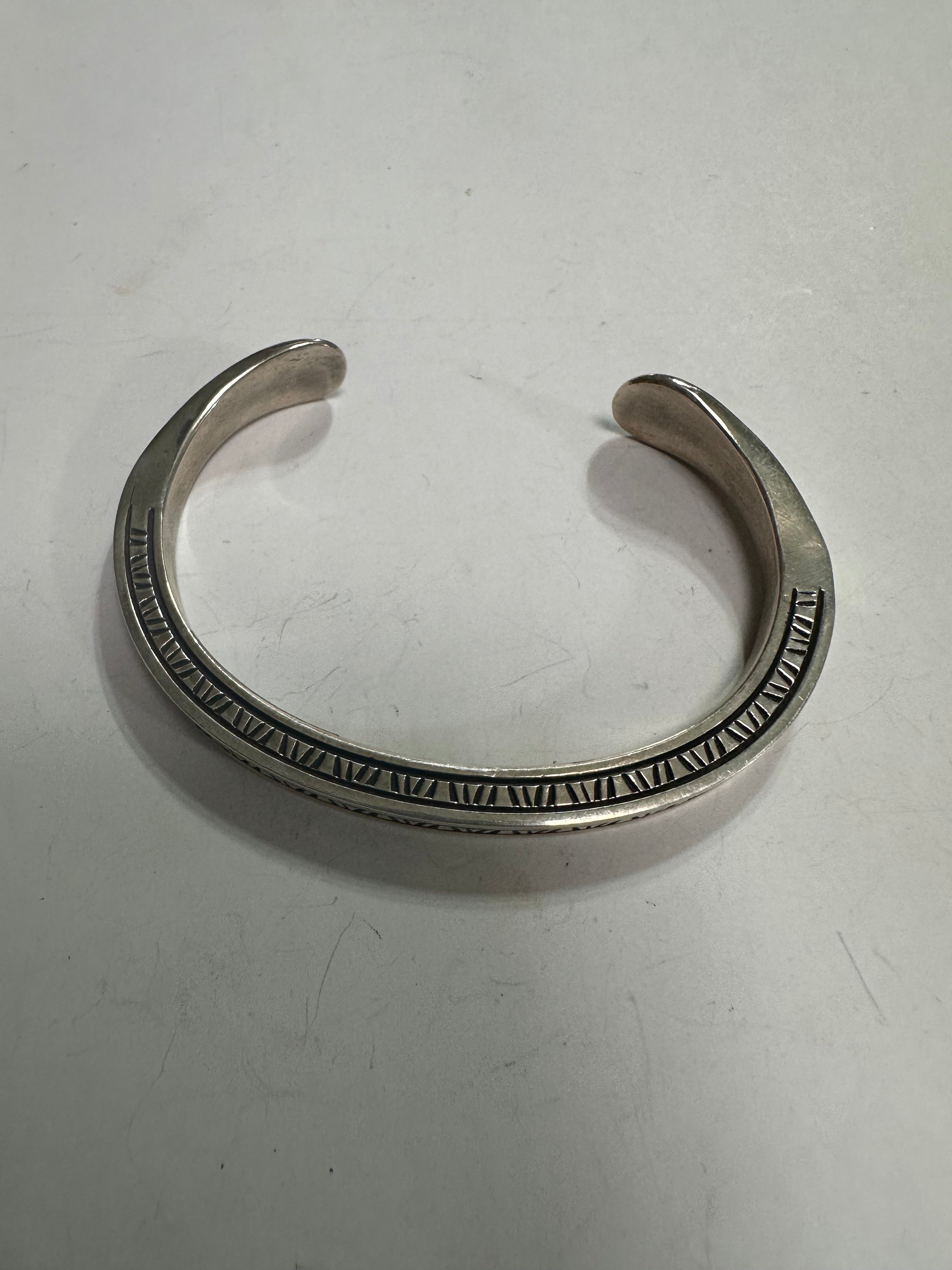 Beautiful Navajo Hand Stamped Bracelet Cuff Signed Landon Secatero