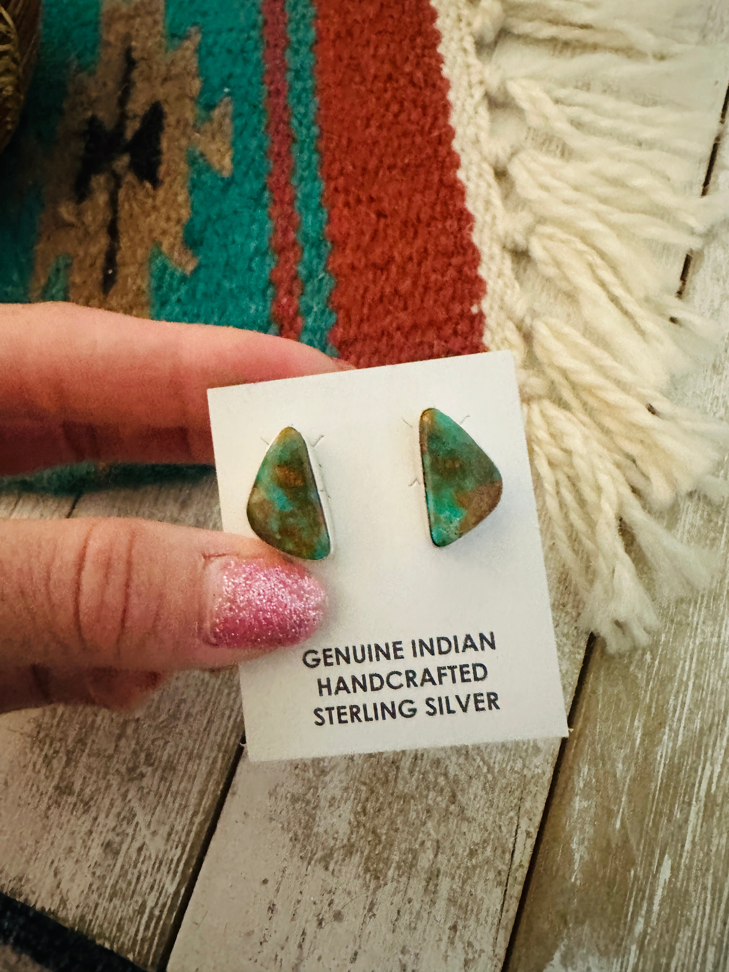 Navajo Sterling Silver & Turquoise Post Earrings