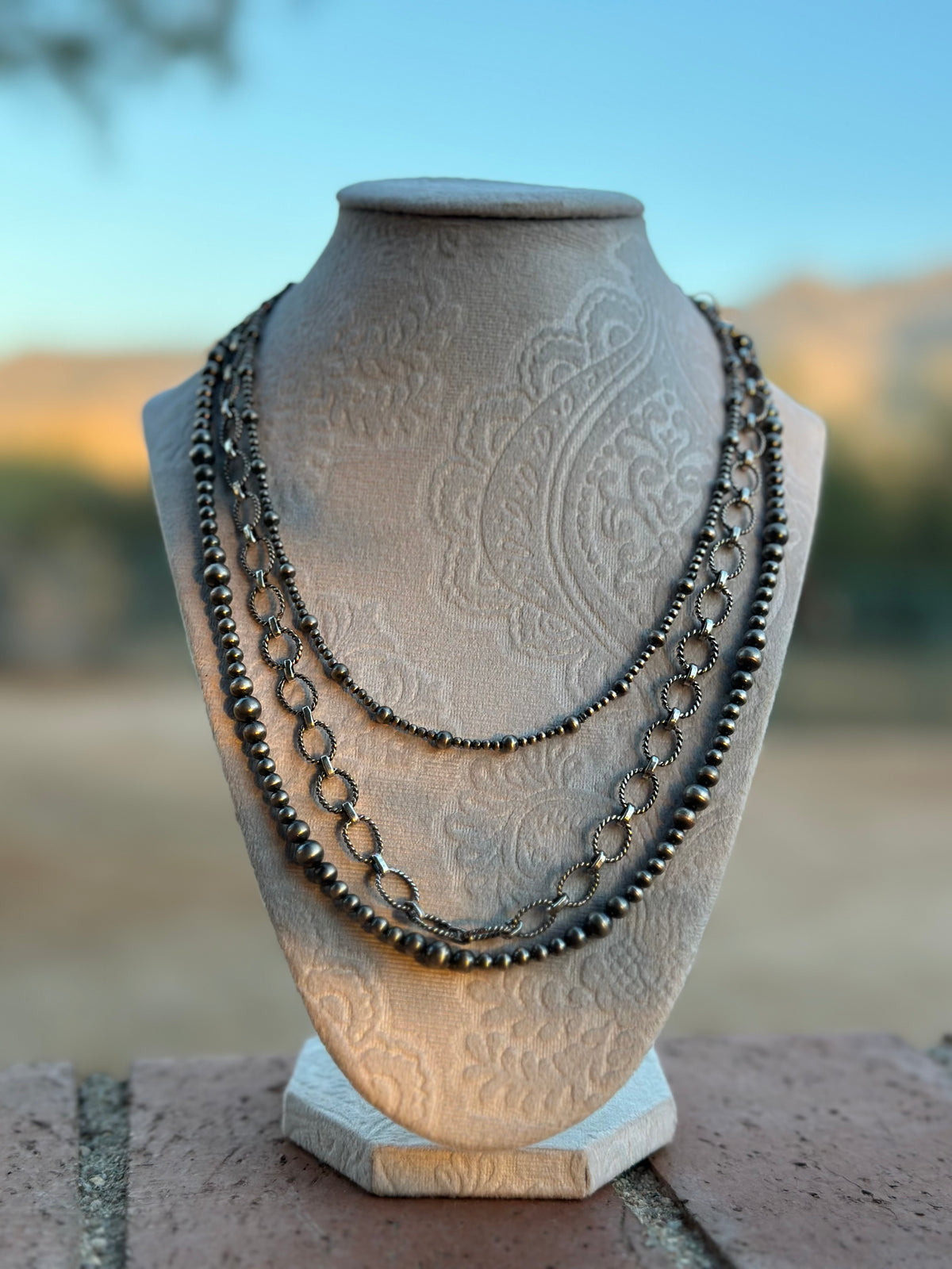 SILVER CITY MINI Handmade Sterling Silver 3 Strand Necklace