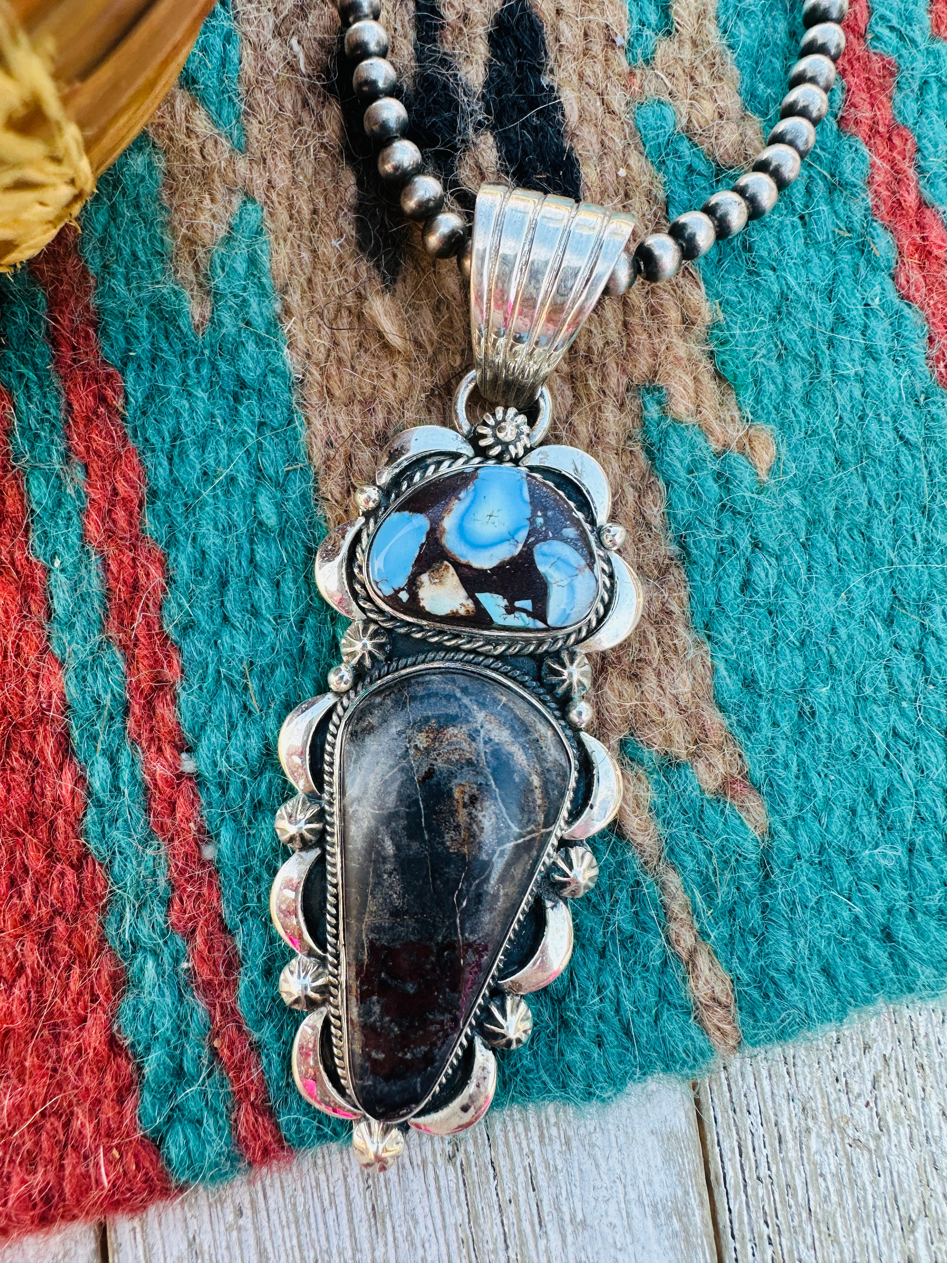 Handcrafted Sterling Silver & Multi Turquoise Pendant