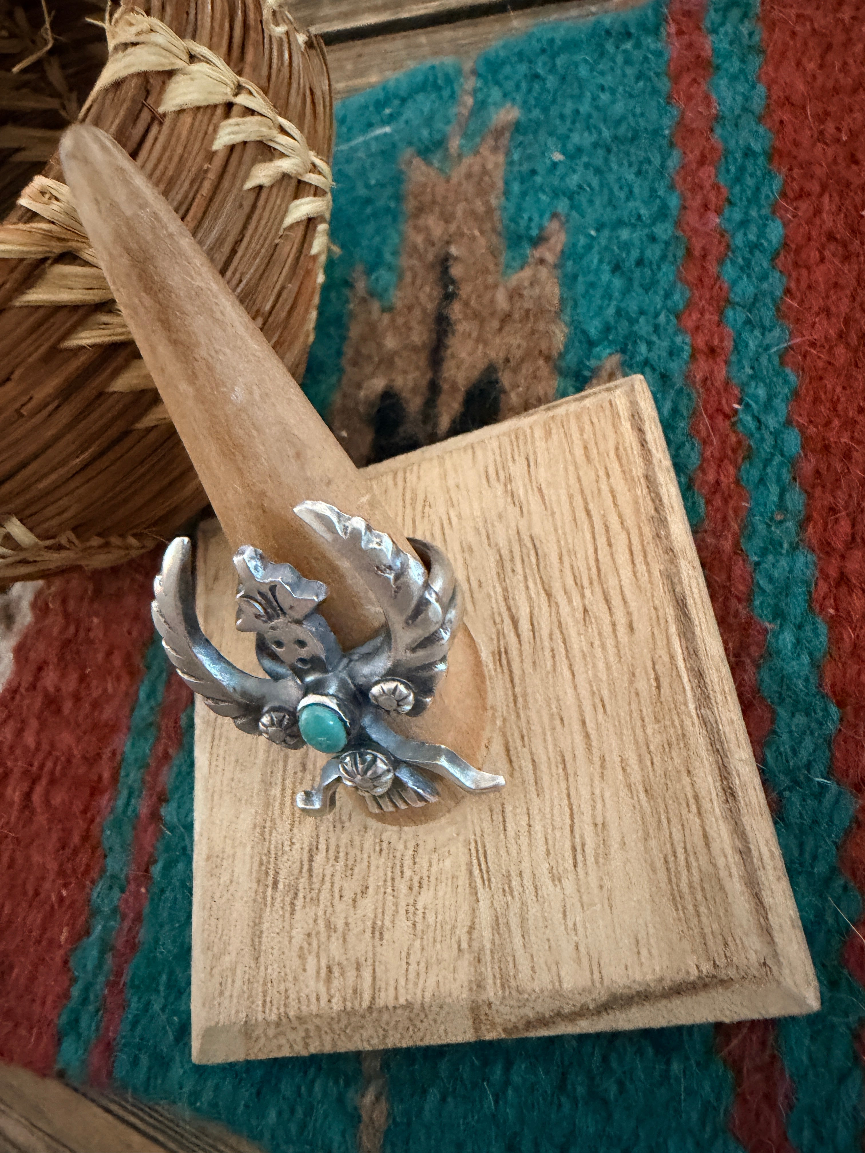 Handcrafted Turquoise and Sterling Silver Knifewing Ring size 8.5 by Chimney Butte