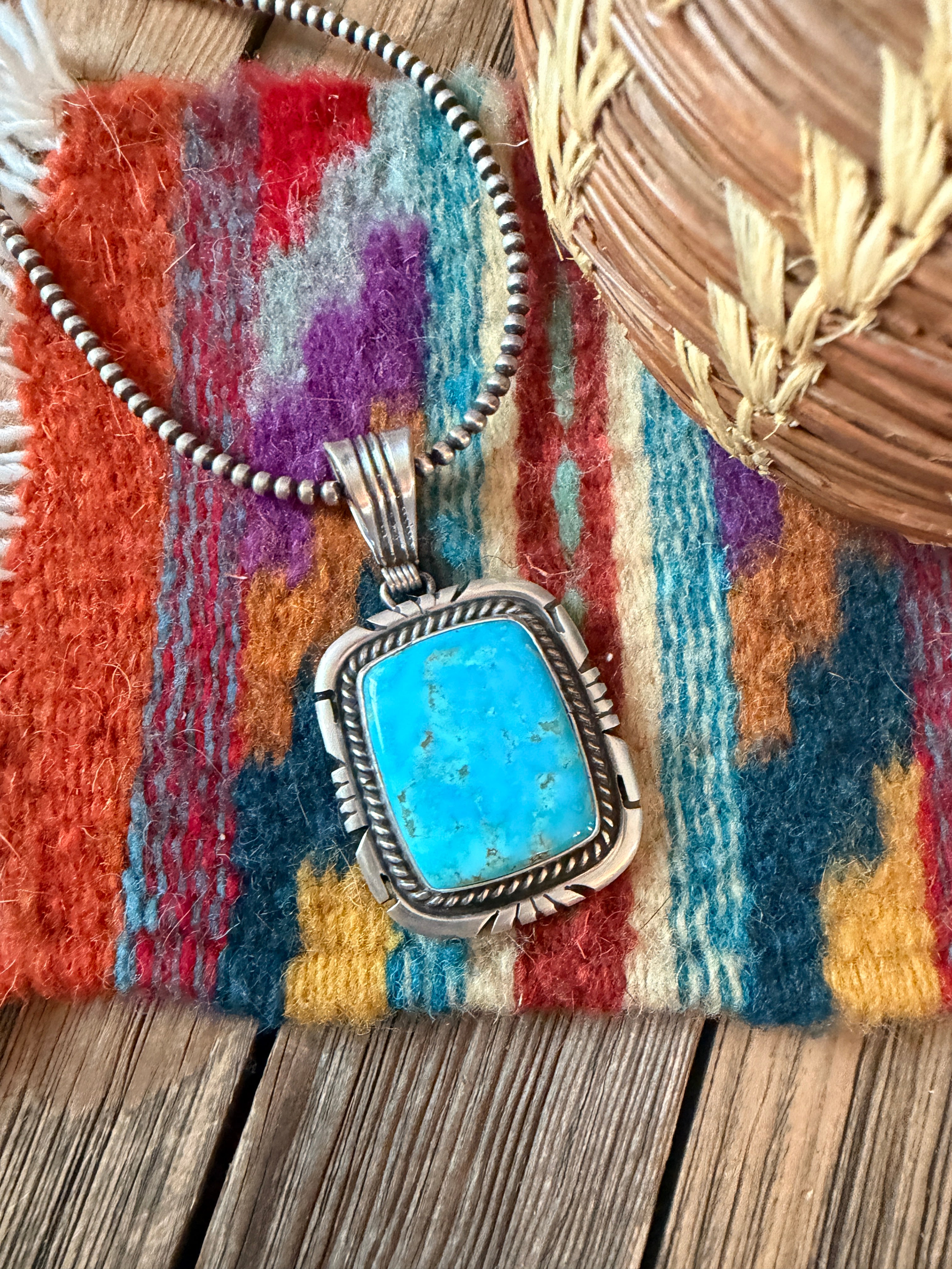 Handcrafted Sterling Silver & Turquoise Pendant by Jon McCray