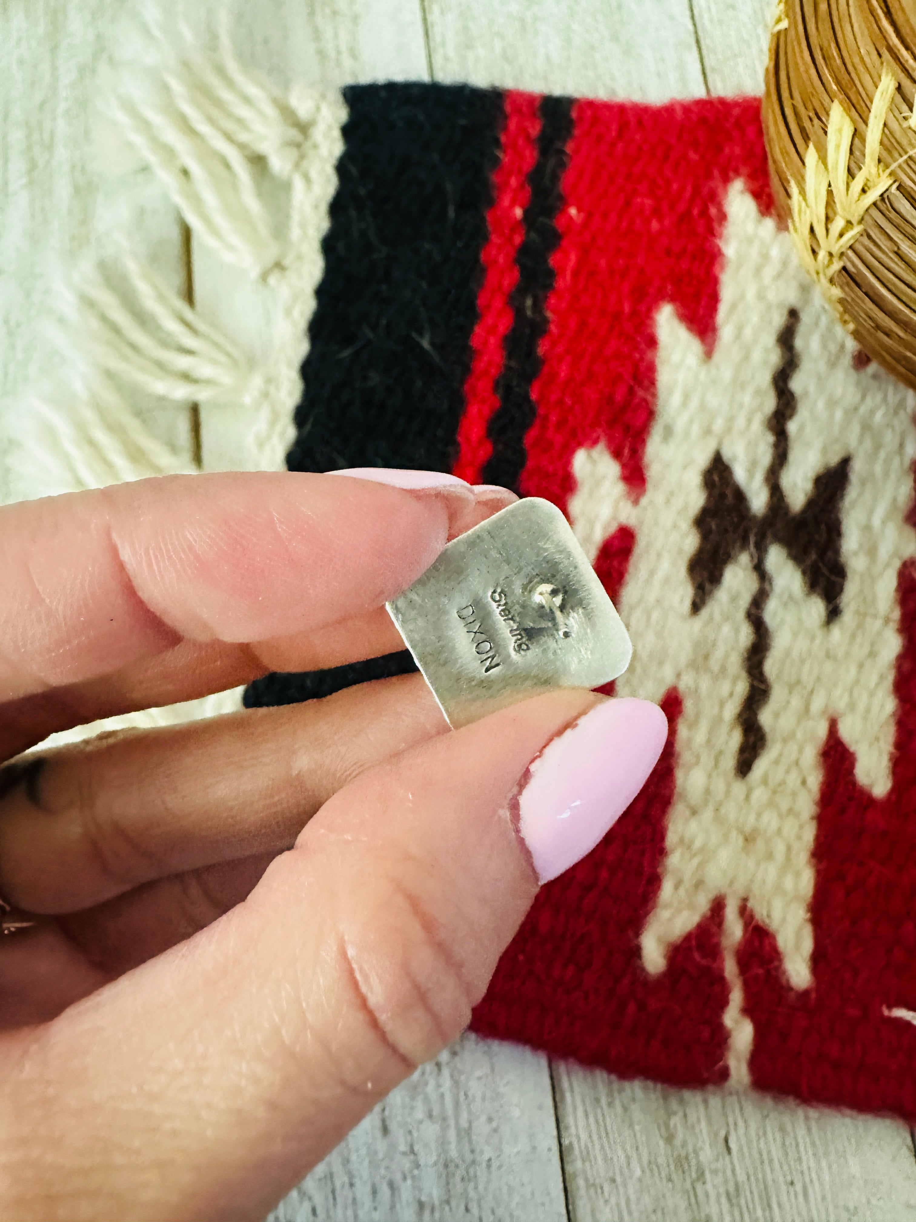 Handcrafted Sterling Silver & Rose Dahlia Square Stud Earrings