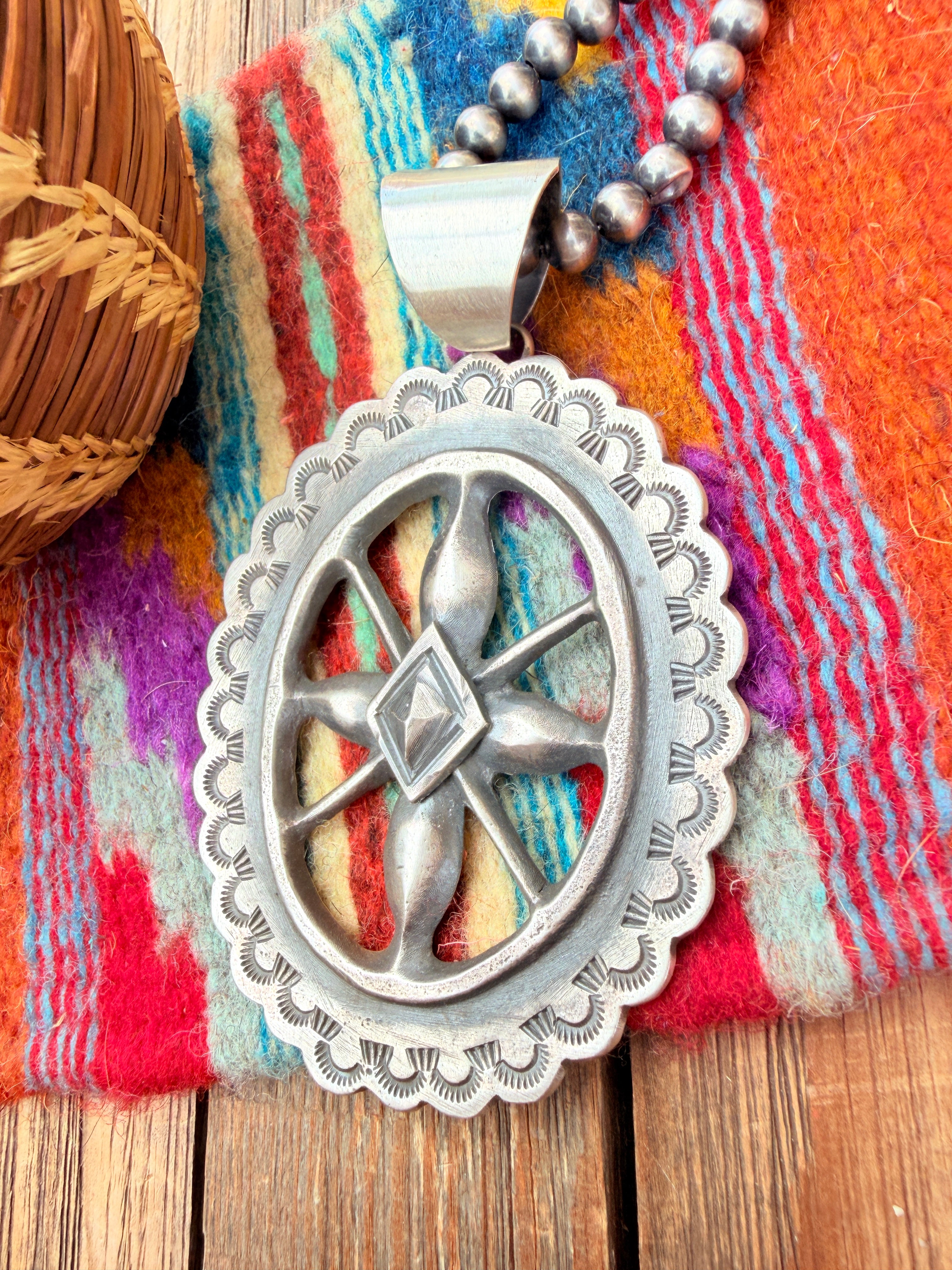 Handcrafted Sterling Silver Concho Pendant by Chimney Butte