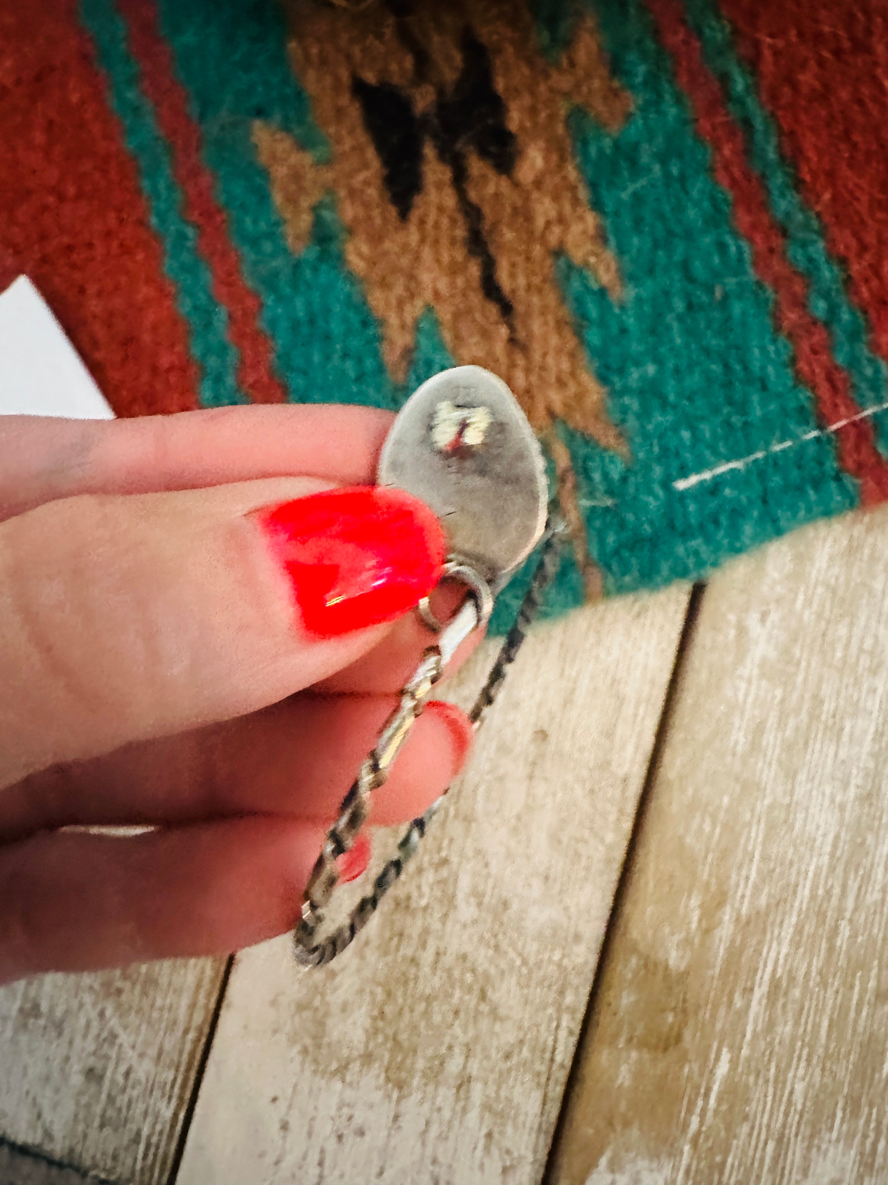 Navajo Rose Dahlia and Sterling Silver Dangle Hoop Earrings
