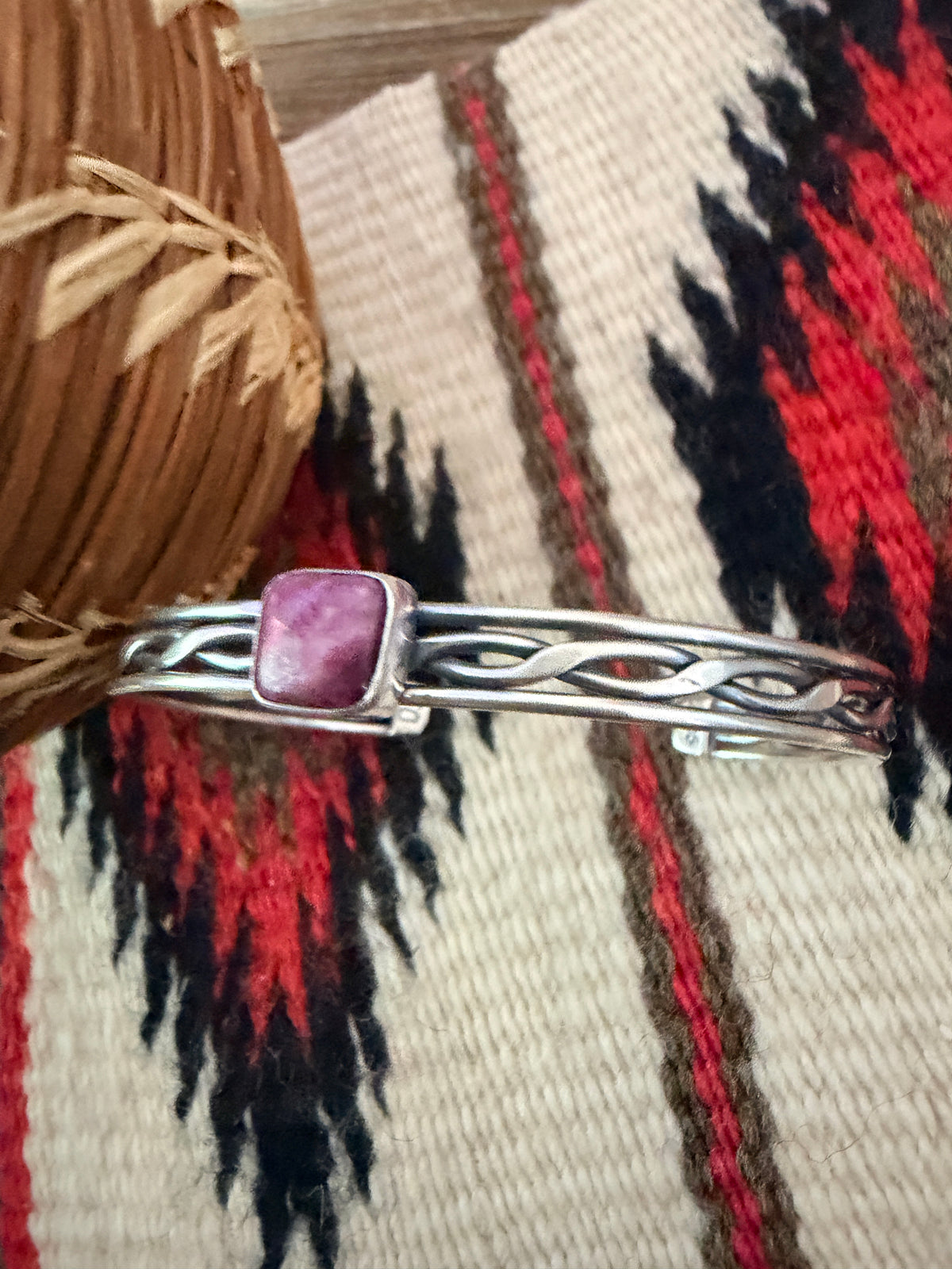 Handcrafted Purple Spiny & Sterling Silver Cuff Bracelet